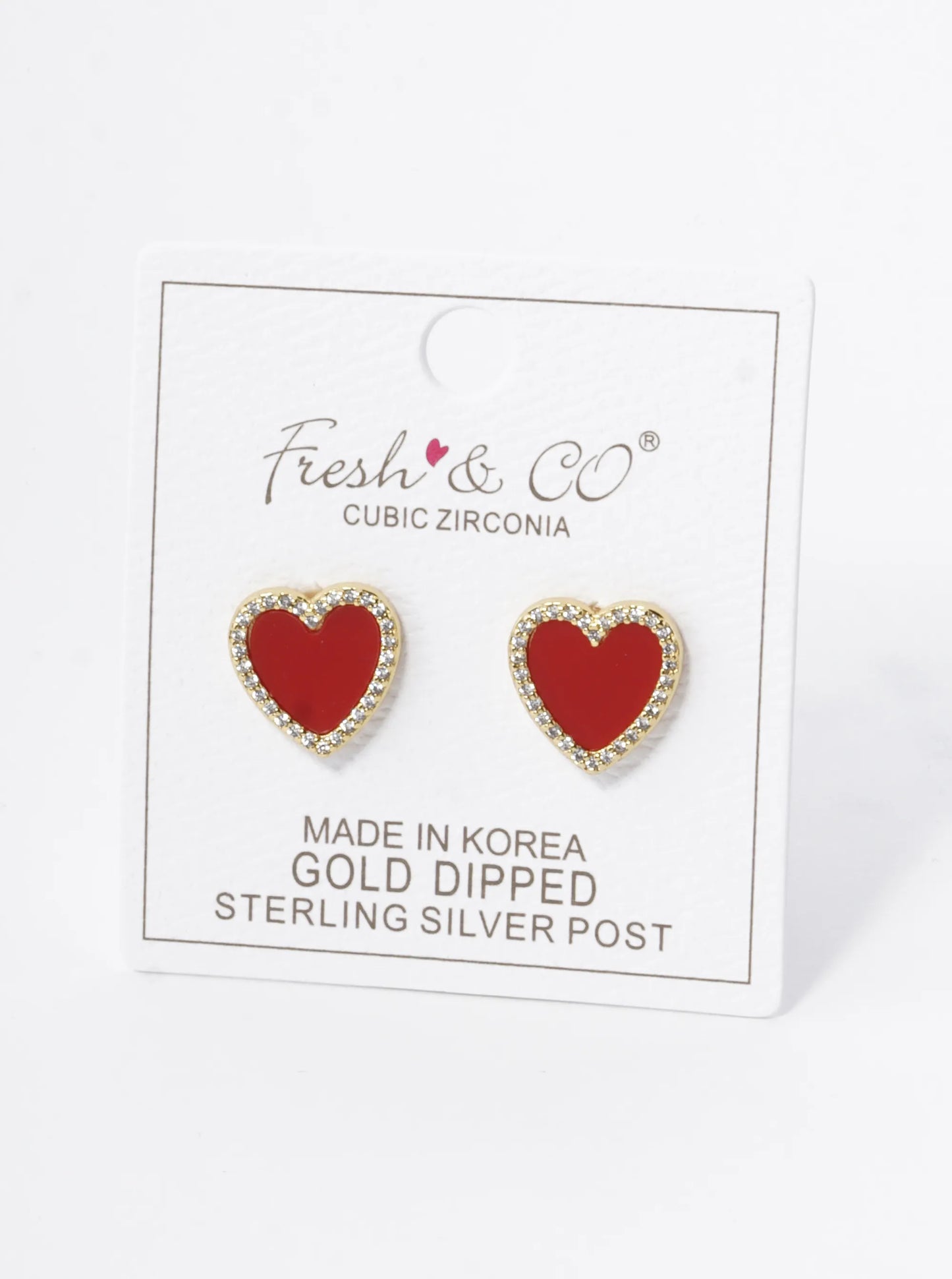 18K Gold Dipped 13mm Pave Set Cubic Zirconia Heart Stud Earrings