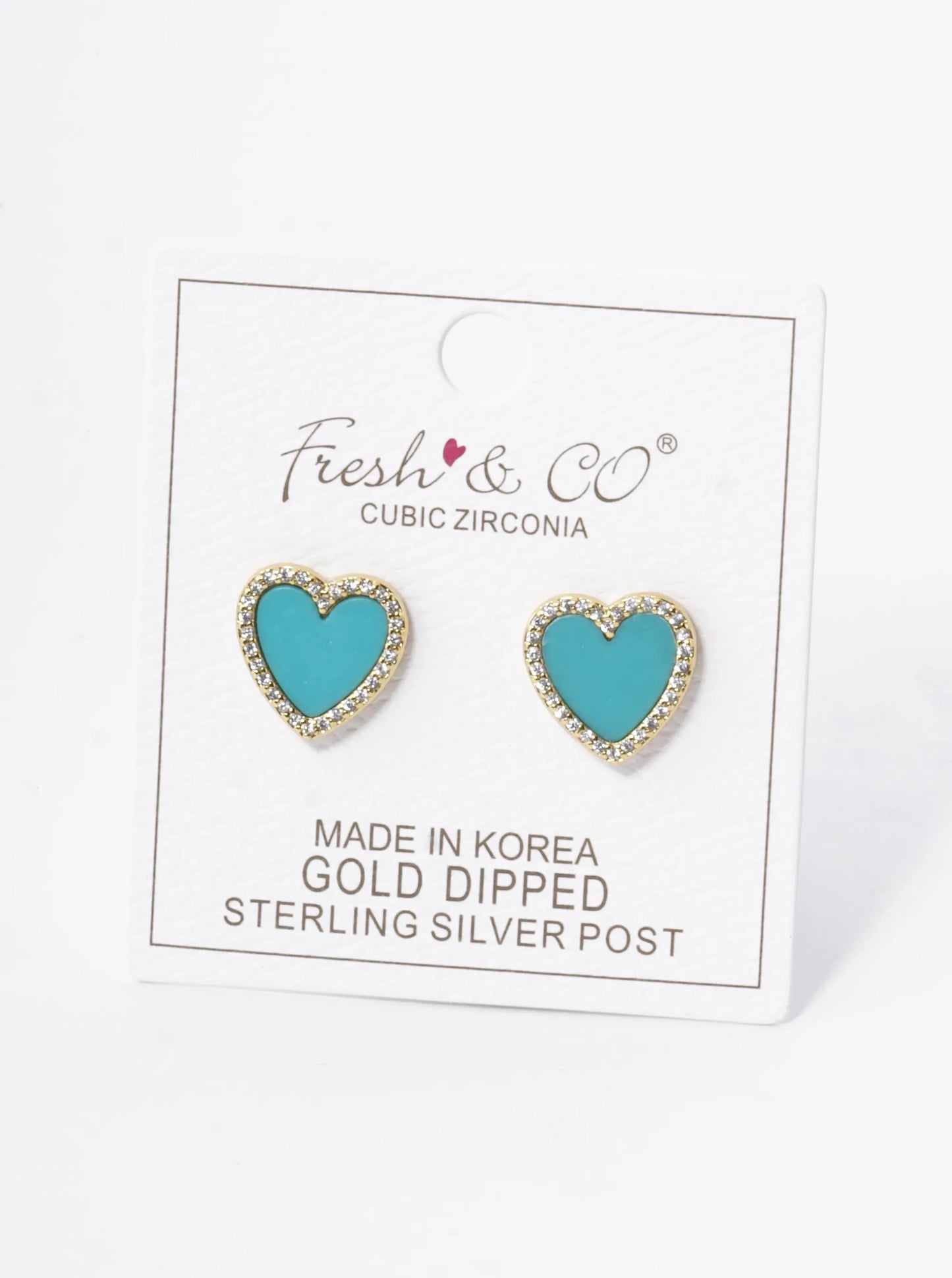 18K Gold Dipped 13mm Pave Set Cubic Zirconia Heart Stud Earrings