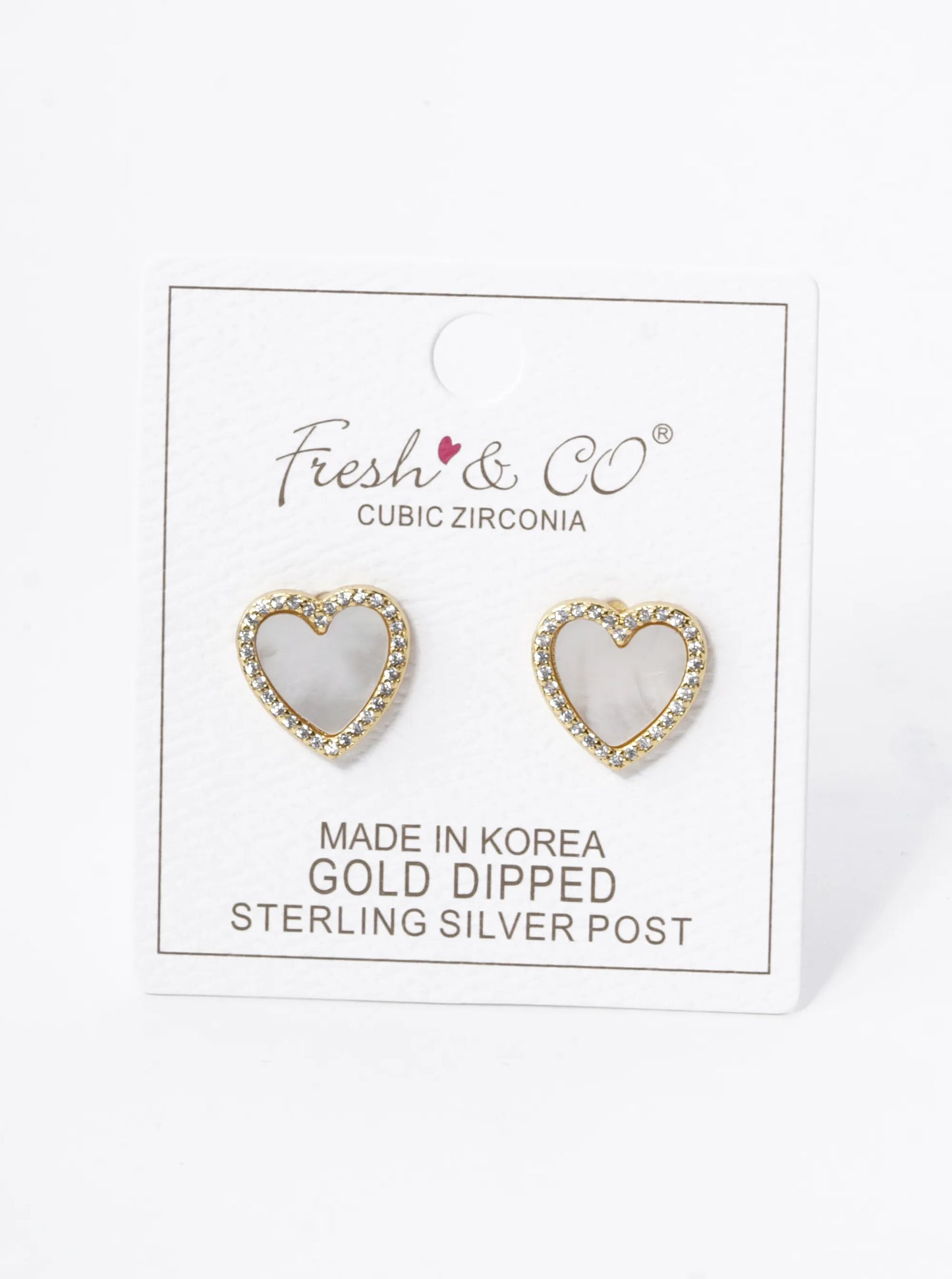 18K Gold Dipped 13mm Pave Set Cubic Zirconia Heart Stud Earrings