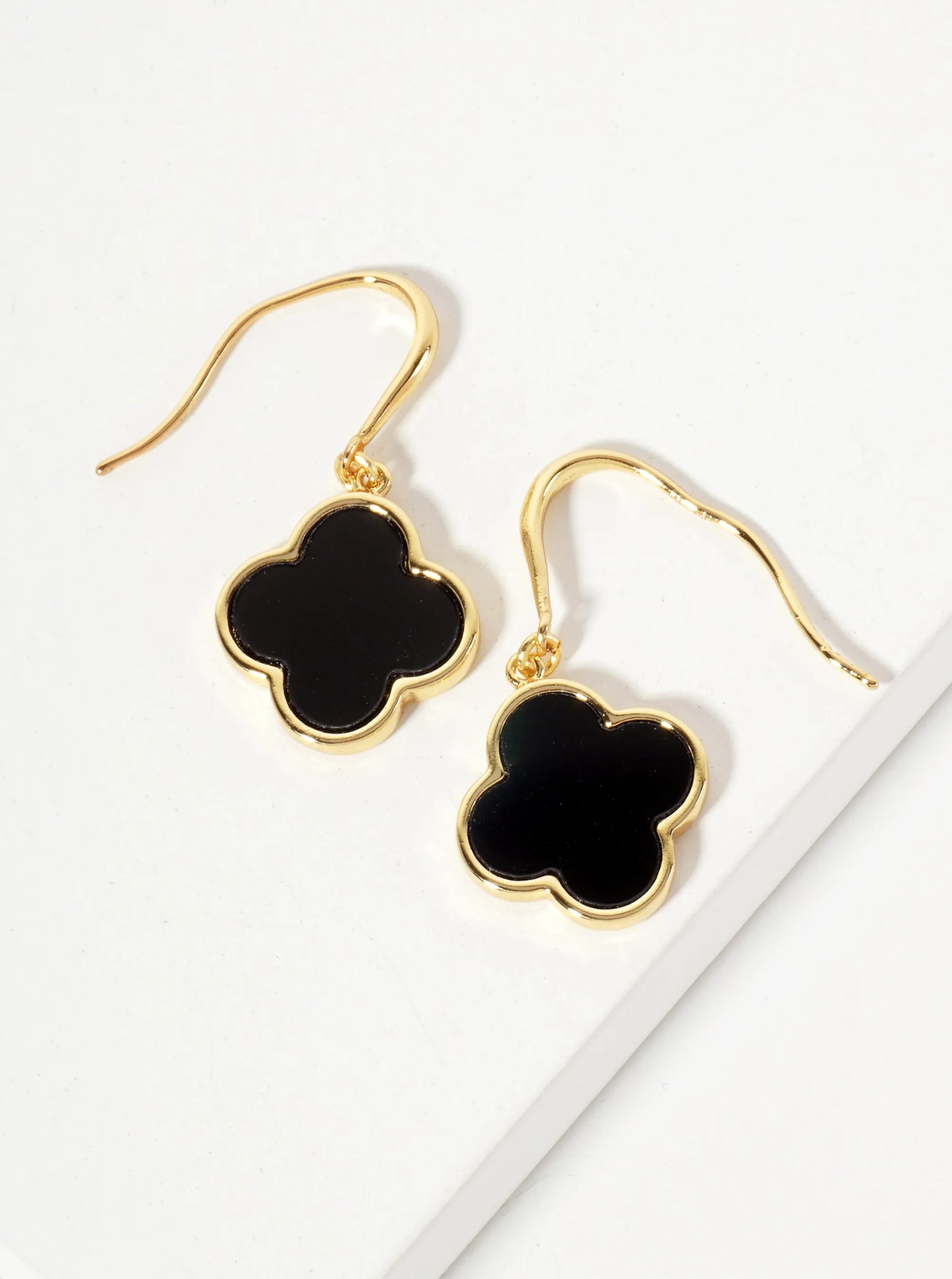 18K-Gold-Dipped 13mm Quatrefoil Drop Dangle Earrings