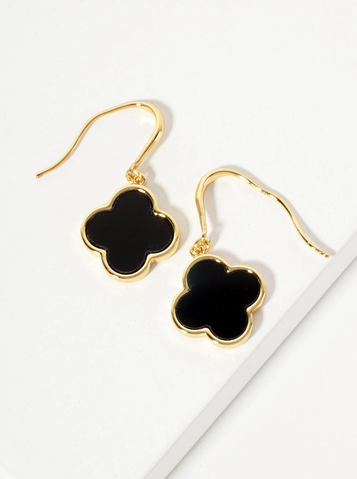 18K-Gold-Dipped 13mm Quatrefoil Drop Dangle Earrings