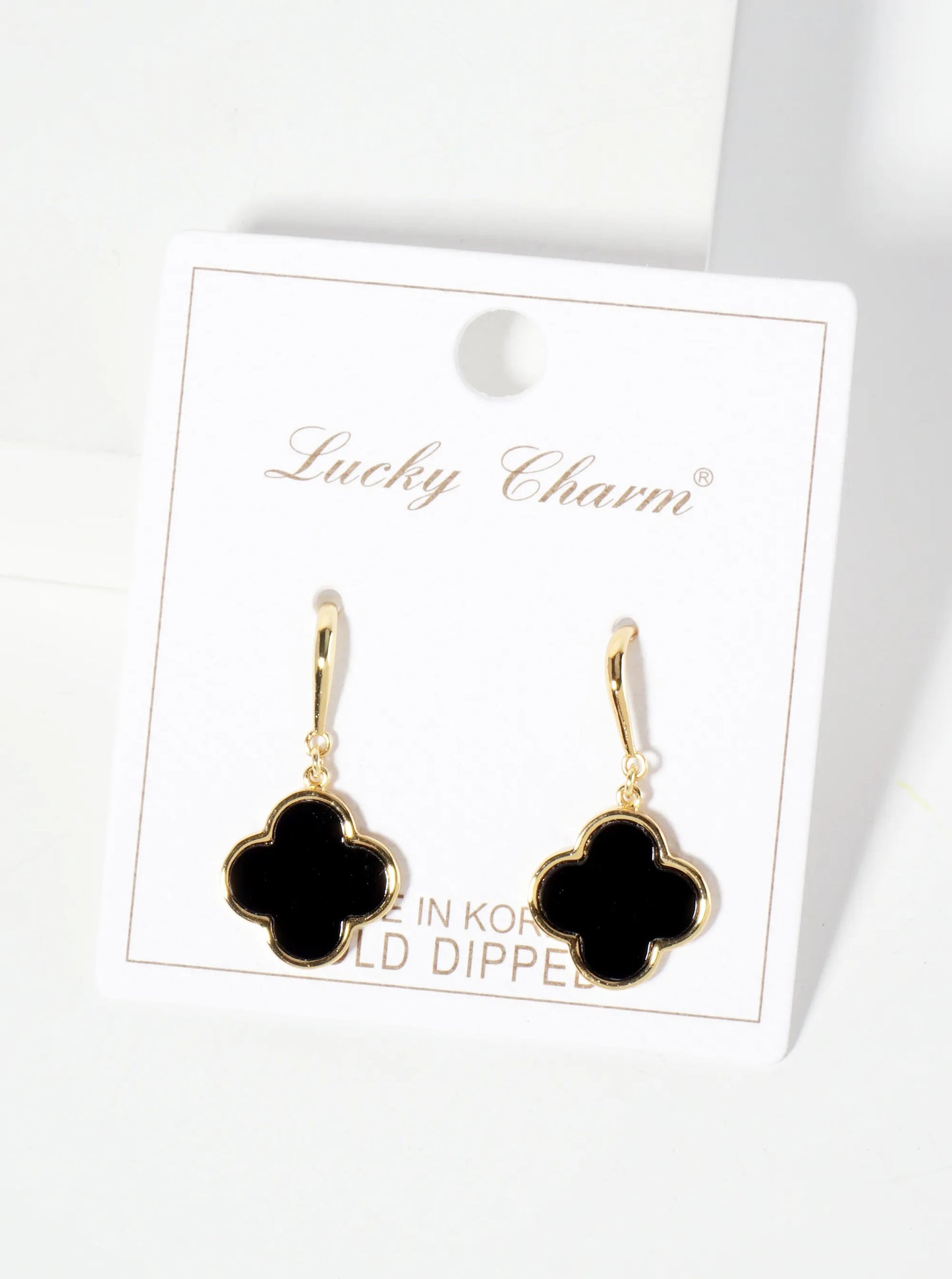 18K-Gold-Dipped 13mm Quatrefoil Drop Dangle Earrings