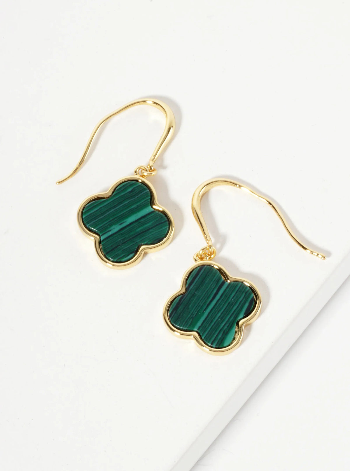 18K-Gold-Dipped 13mm Quatrefoil Drop Dangle Earrings
