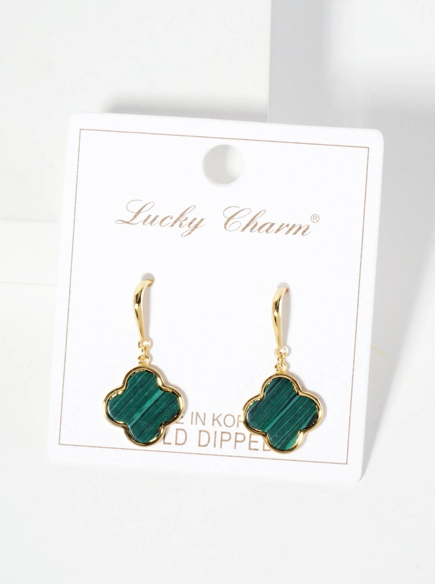 18K-Gold-Dipped 13mm Quatrefoil Drop Dangle Earrings