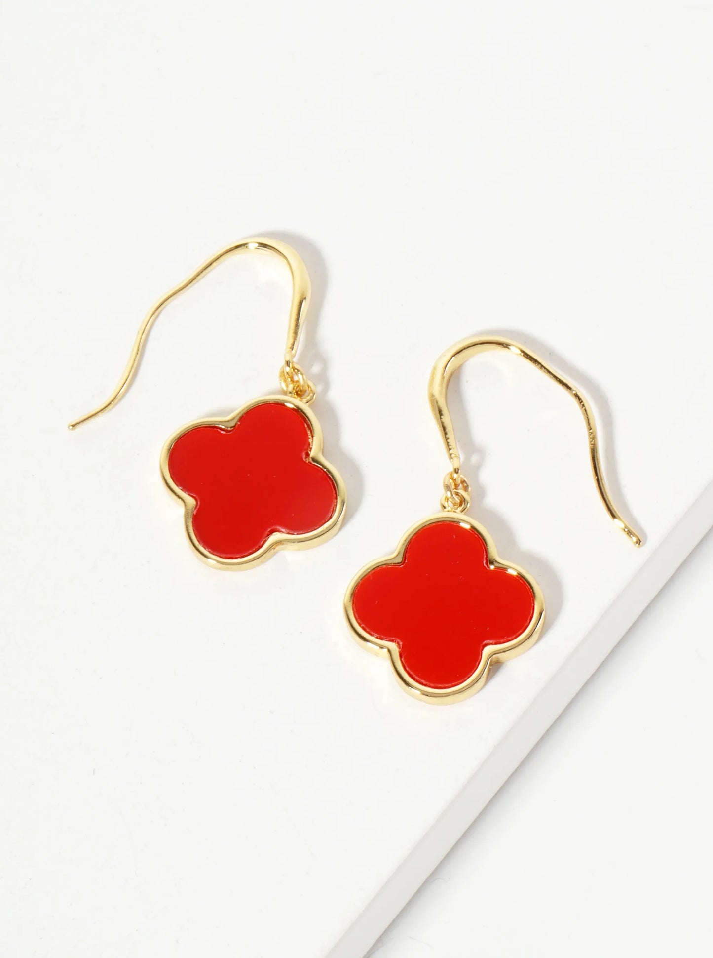 18K-Gold-Dipped 13mm Quatrefoil Drop Dangle Earrings