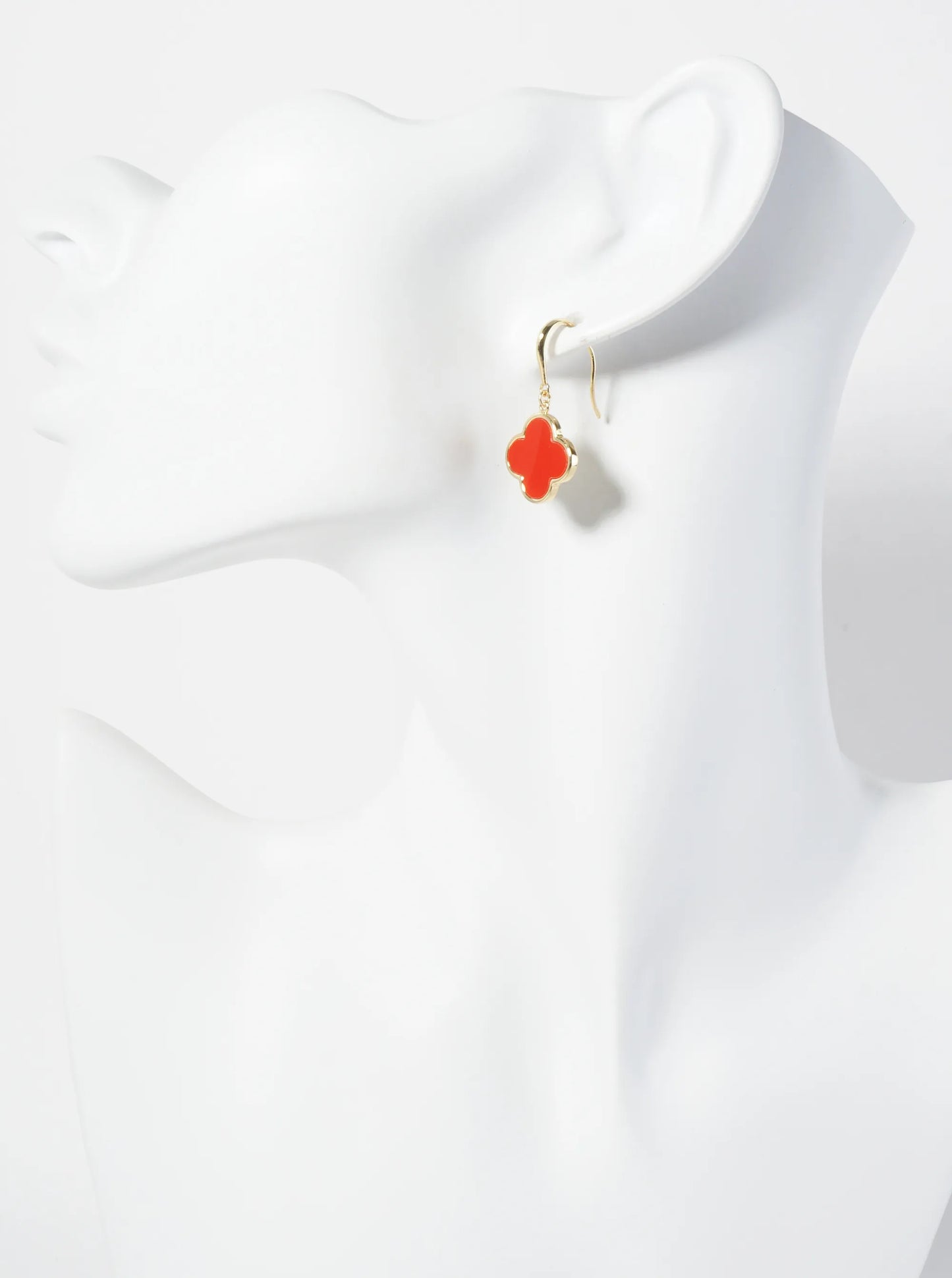 18K-Gold-Dipped 13mm Quatrefoil Drop Dangle Earrings