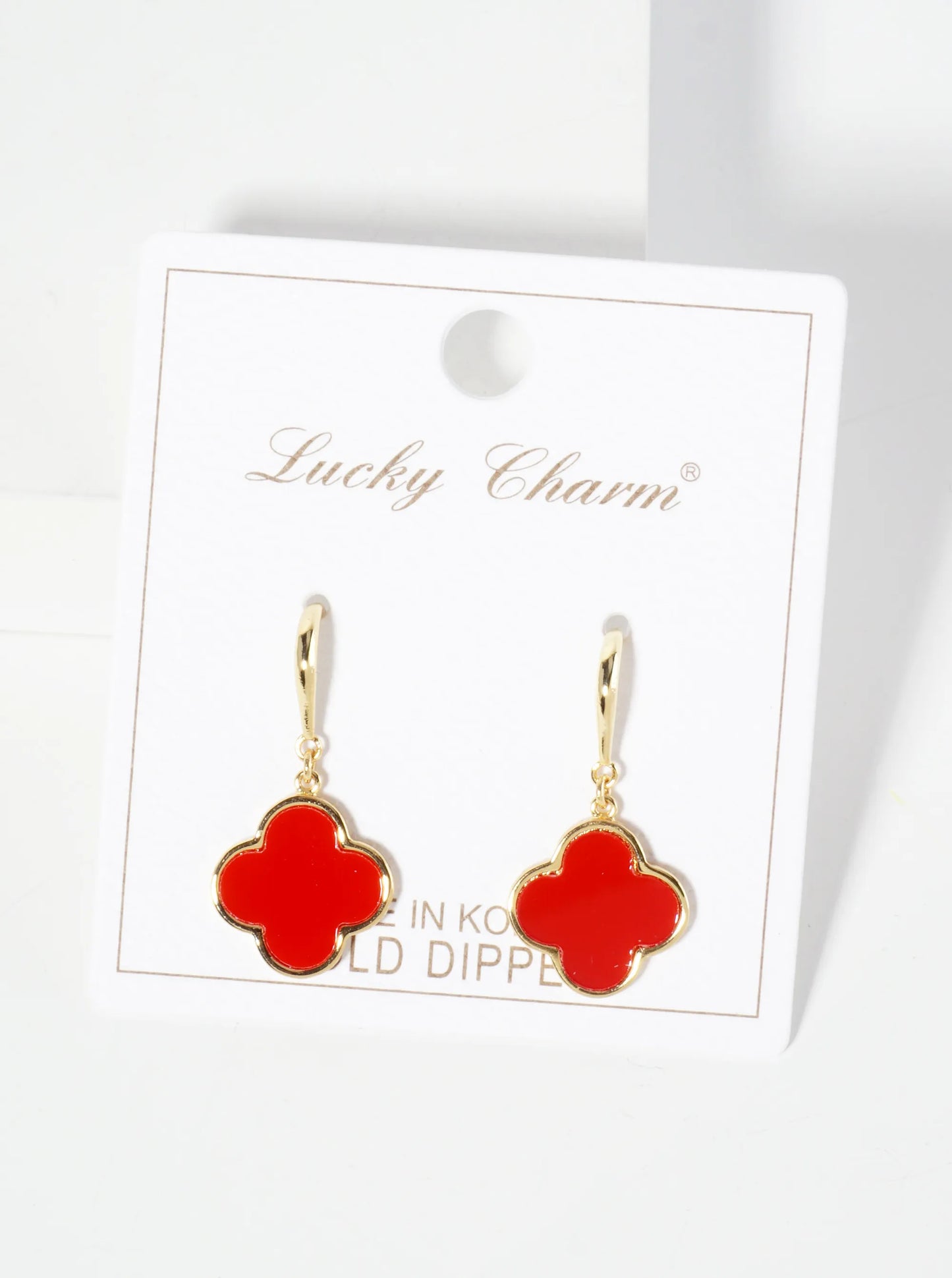 18K-Gold-Dipped 13mm Quatrefoil Drop Dangle Earrings