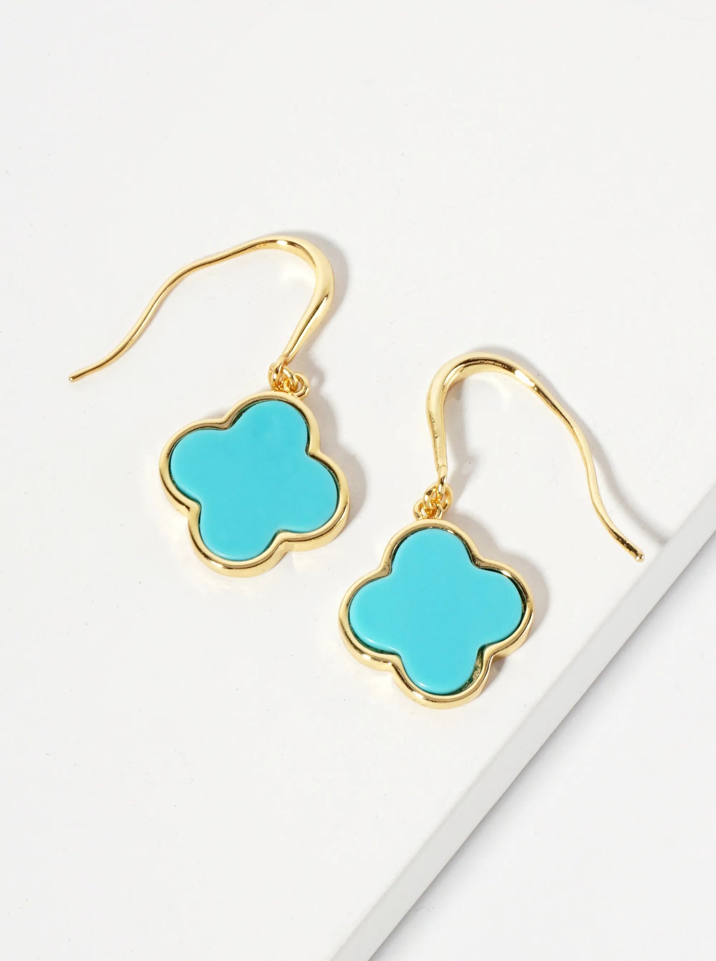 18K-Gold-Dipped 13mm Quatrefoil Drop Dangle Earrings