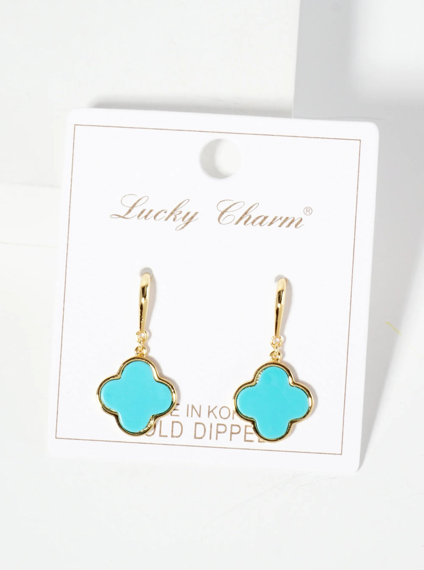18K-Gold-Dipped 13mm Quatrefoil Drop Dangle Earrings