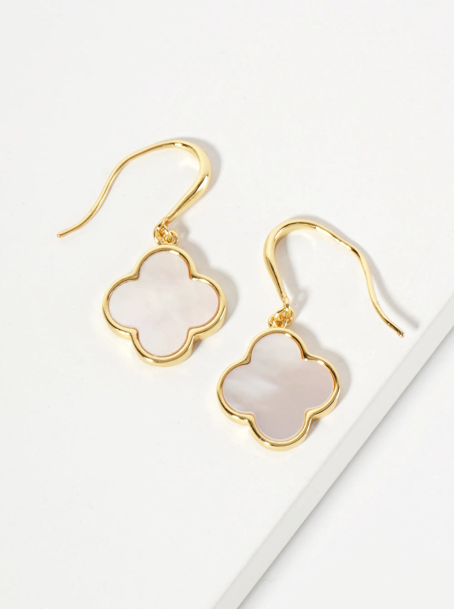18K-Gold-Dipped 13mm Quatrefoil Drop Dangle Earrings