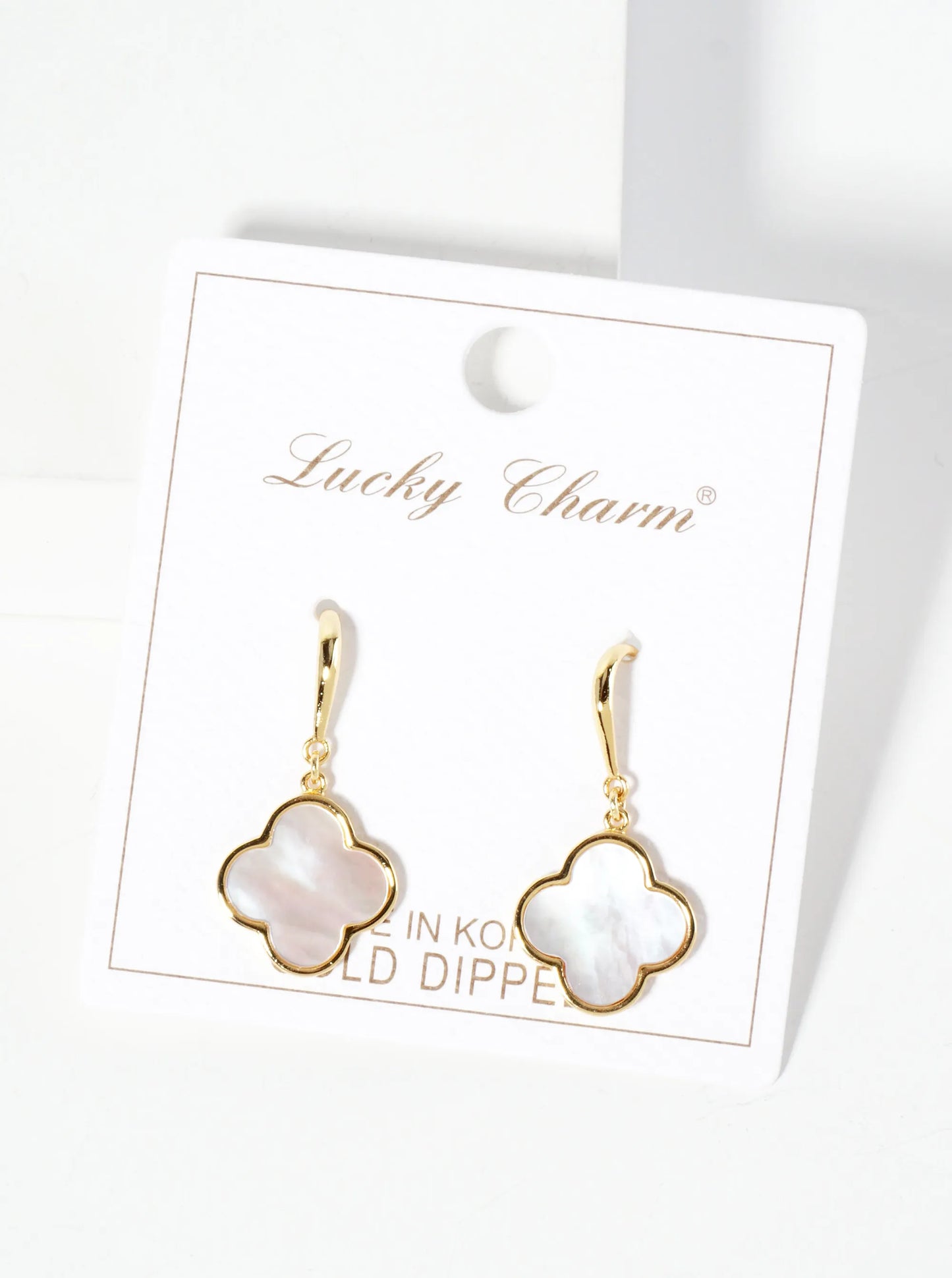 18K-Gold-Dipped 13mm Quatrefoil Drop Dangle Earrings