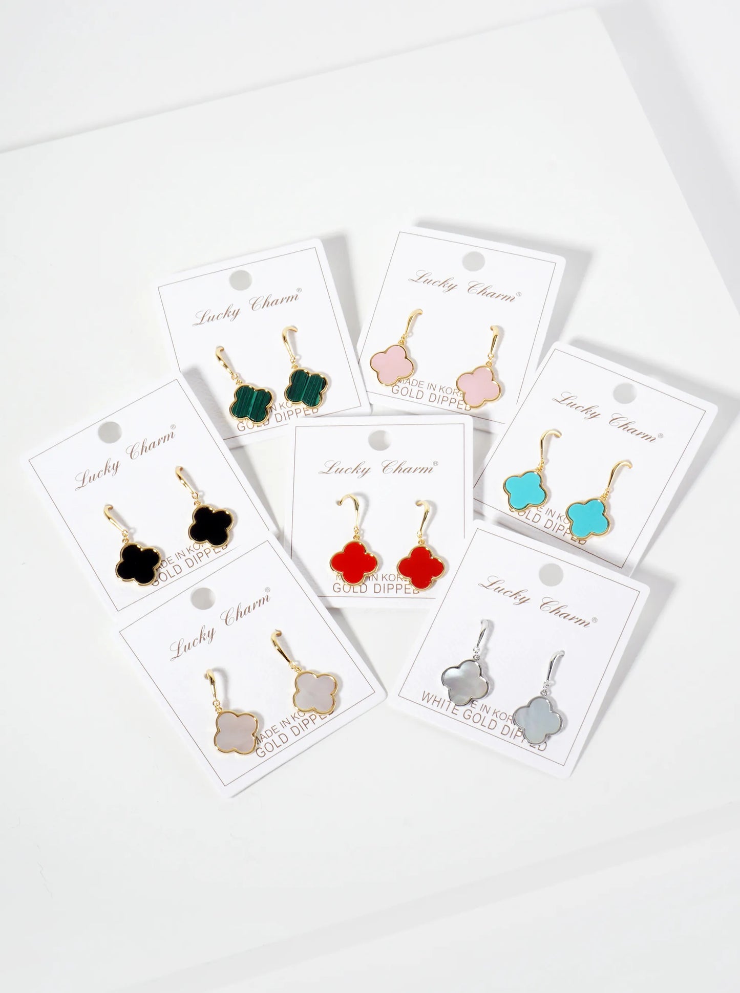 18K-Gold-Dipped 13mm Quatrefoil Drop Dangle Earrings