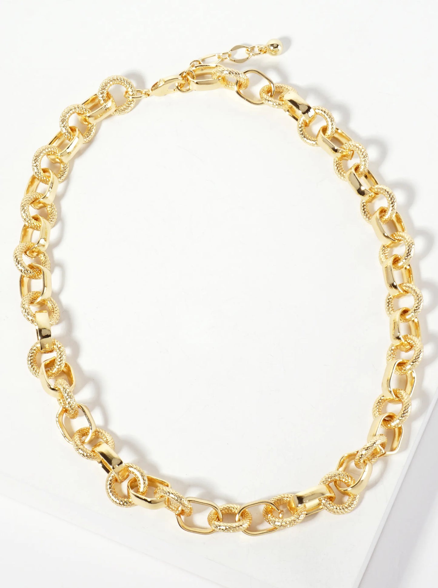 18K-Gold-Dipped 14-12mm Textured Chain Necklace