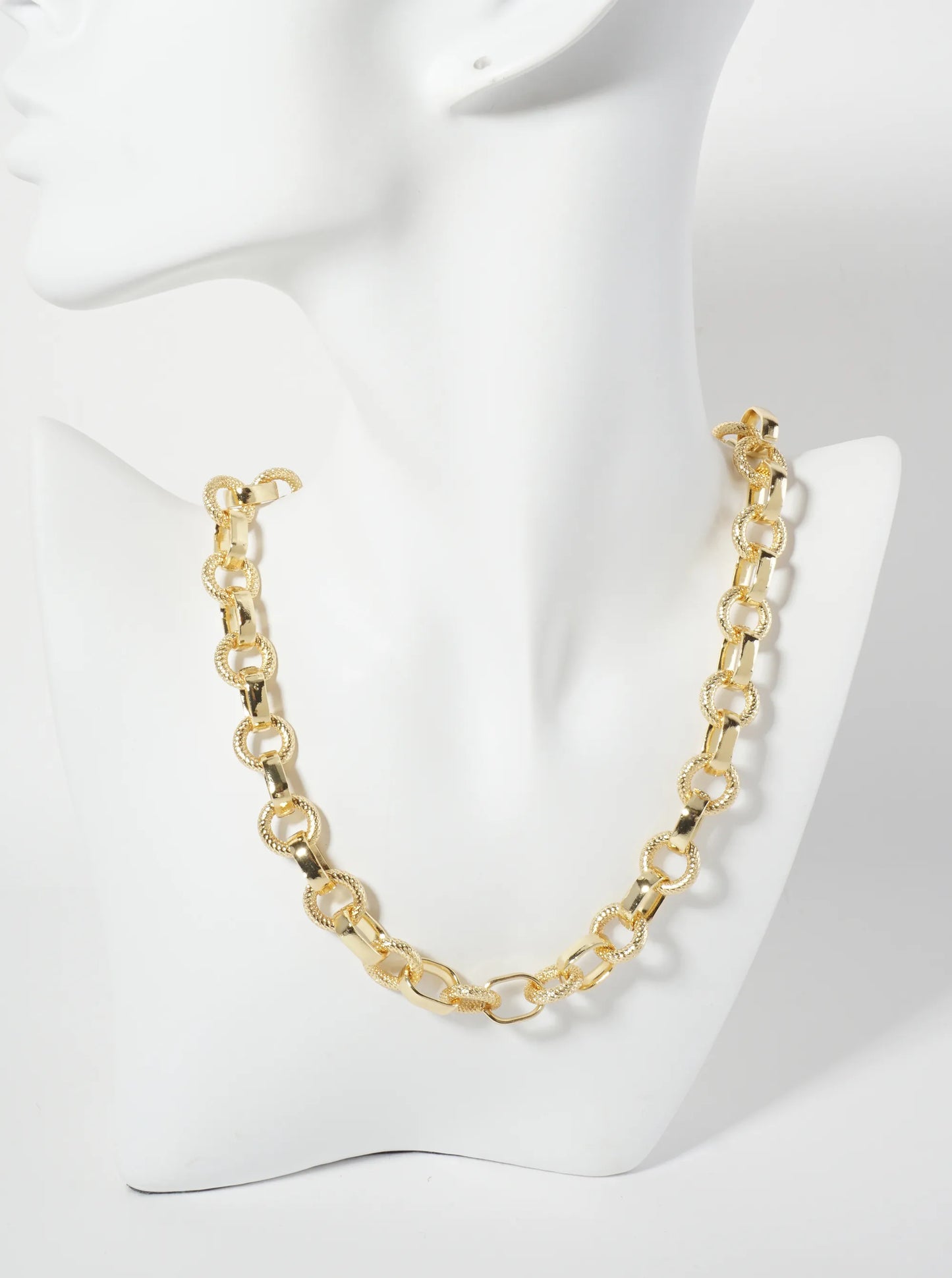 18K-Gold-Dipped 14-12mm Textured Chain Necklace