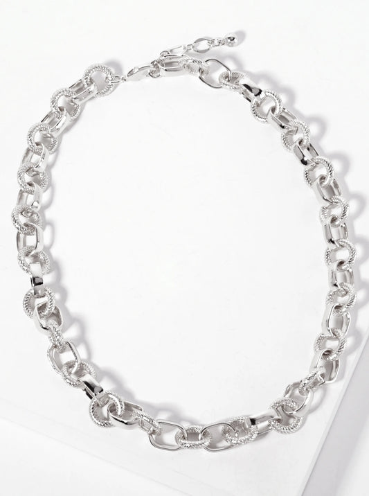 18K-Gold-Dipped 14-12mm Textured Chain Necklace