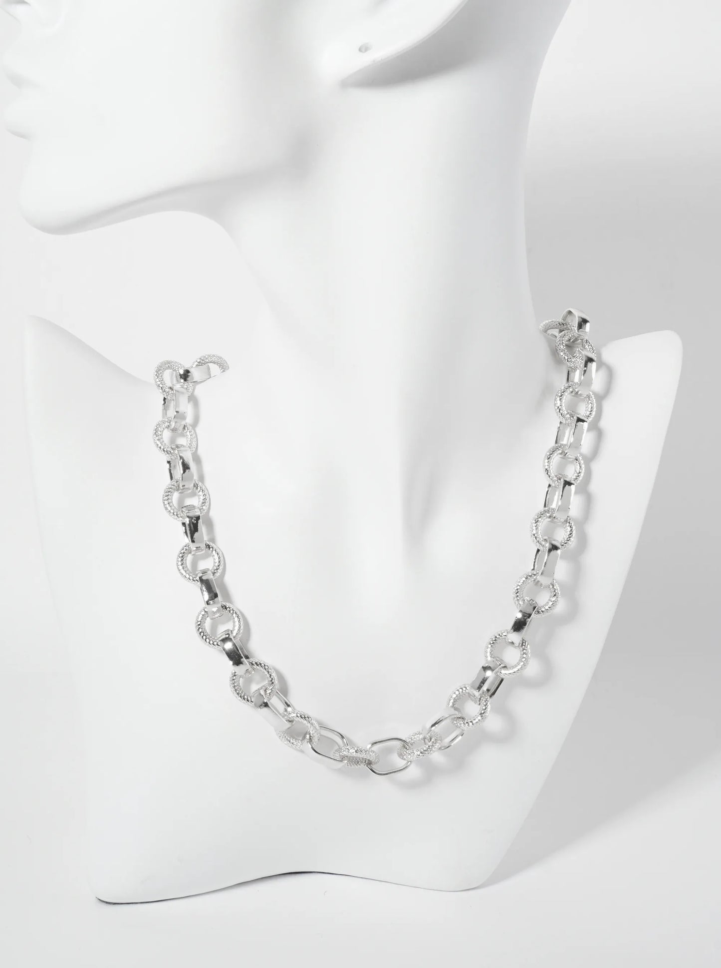 18K-Gold-Dipped 14-12mm Textured Chain Necklace