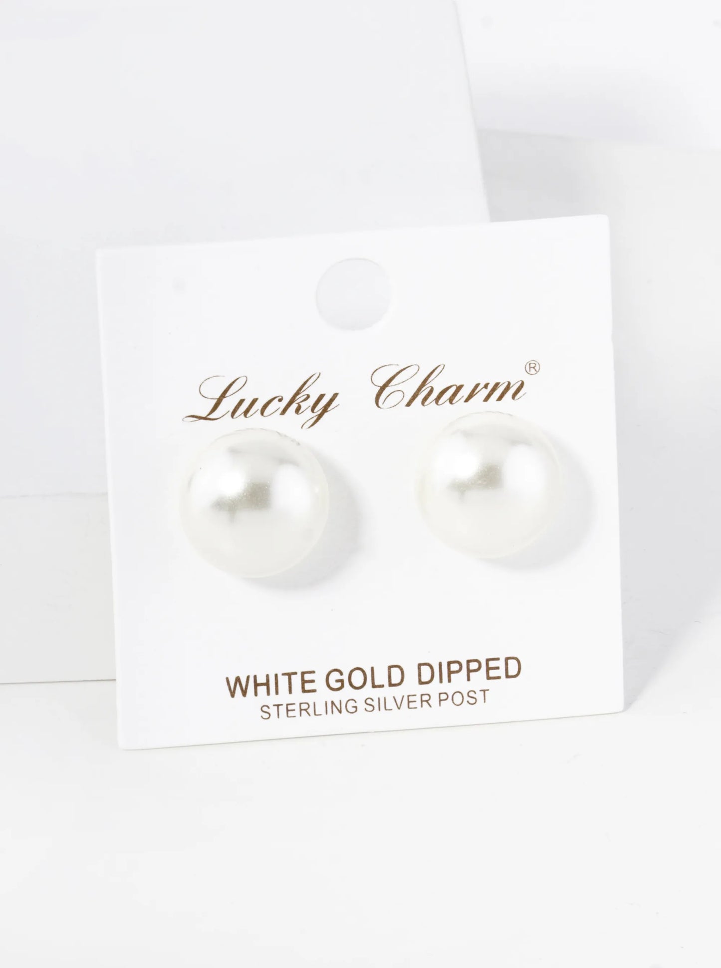 18K Gold Dipped 14mm Pearl Button Stud Earrings