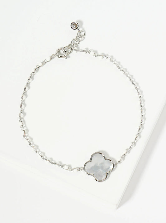 18K Gold Dipped 14mm Quatrefoil Glass Beaded Chain Bracelet