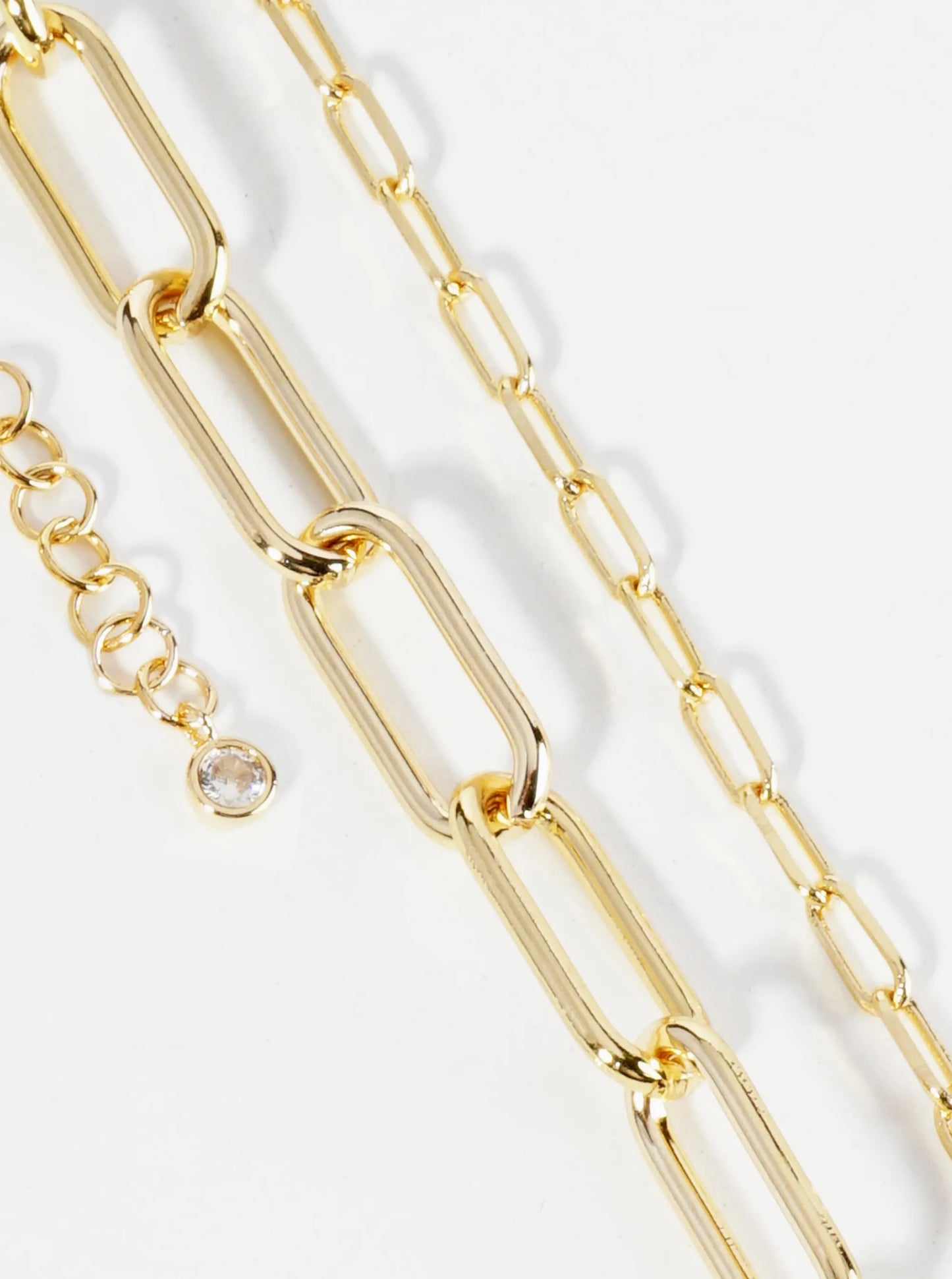 18K Gold Dipped 15mm 6mm Brass Layered Link Chain Anklet
