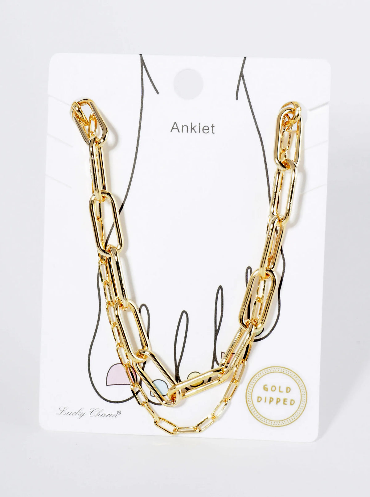 18K Gold Dipped 15mm 6mm Brass Layered Link Chain Anklet