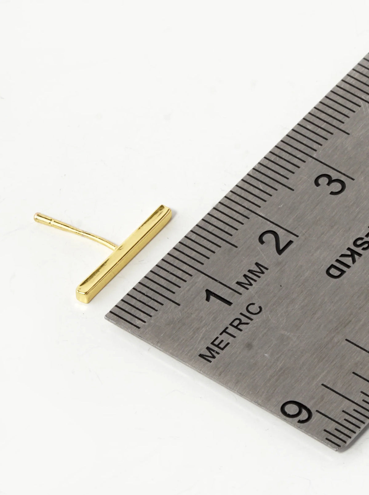 18K Gold Dipped 15mm Brass Bar Sterling Silver Post Stud Earrings