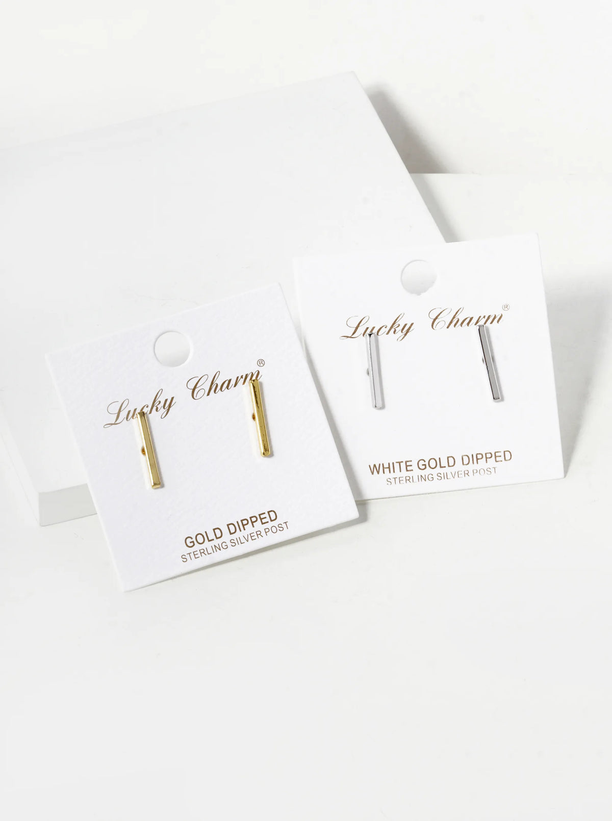 18K Gold Dipped 15mm Brass Bar Sterling Silver Post Stud Earrings