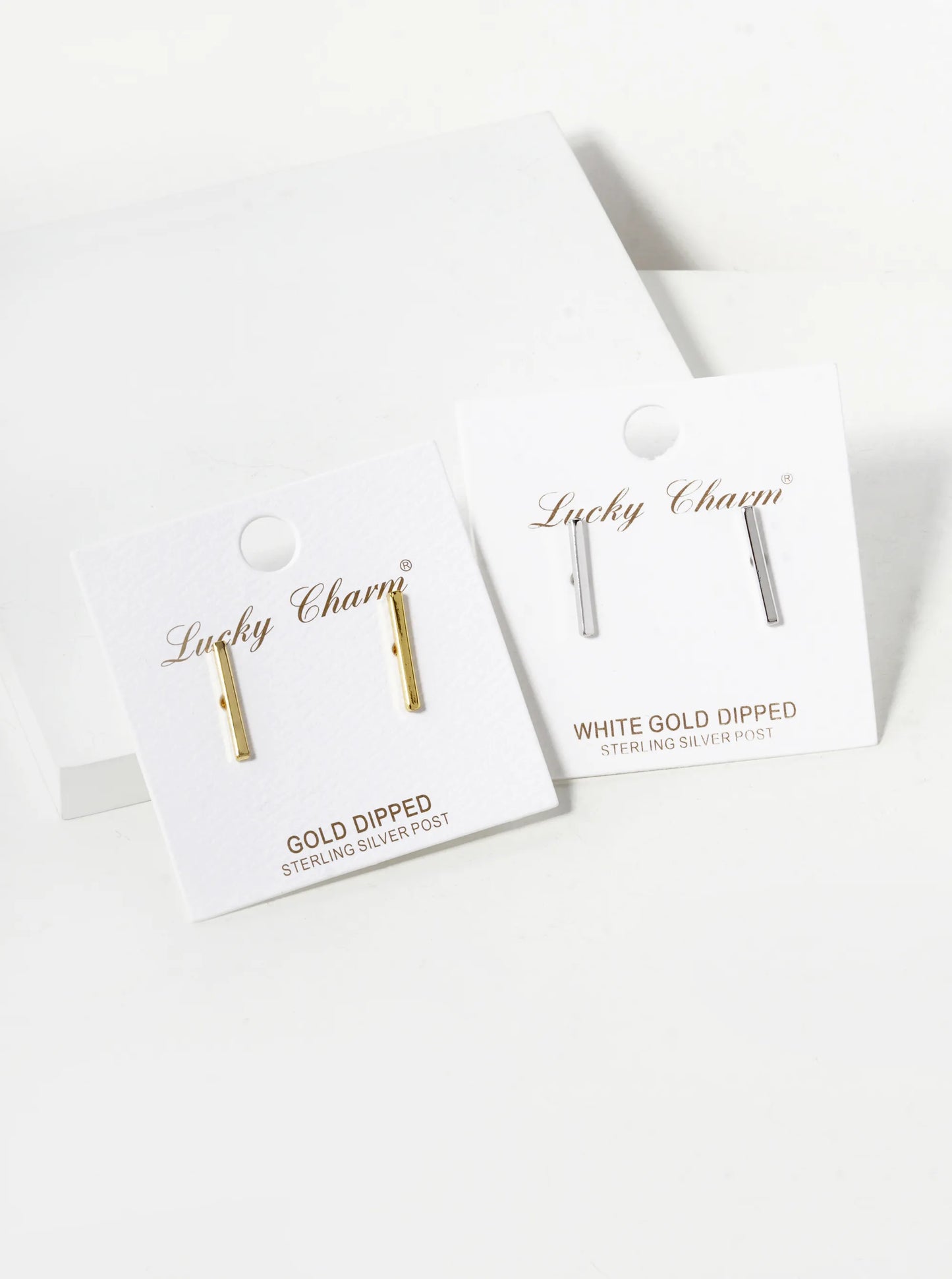 18K Gold Dipped 15mm Brass Bar Sterling Silver Post Stud Earrings