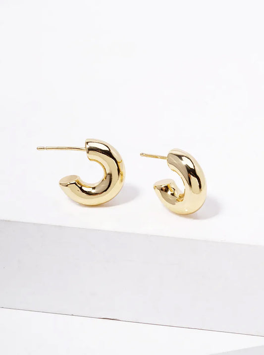 18K Gold Dipped 15mm Brass Hollow Hoop Earrings