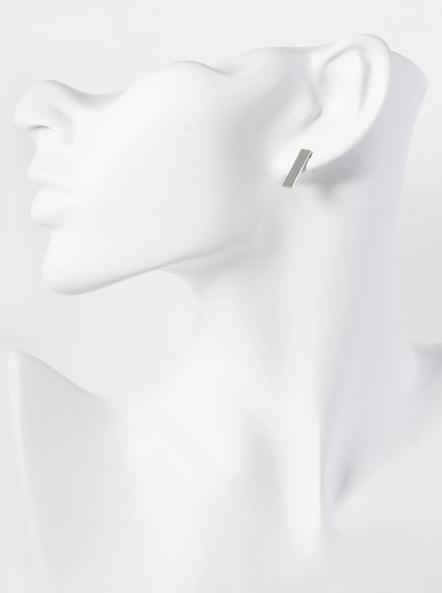 18K Gold Dipped 15mm Flat Rectangle Bar Stud Earrings