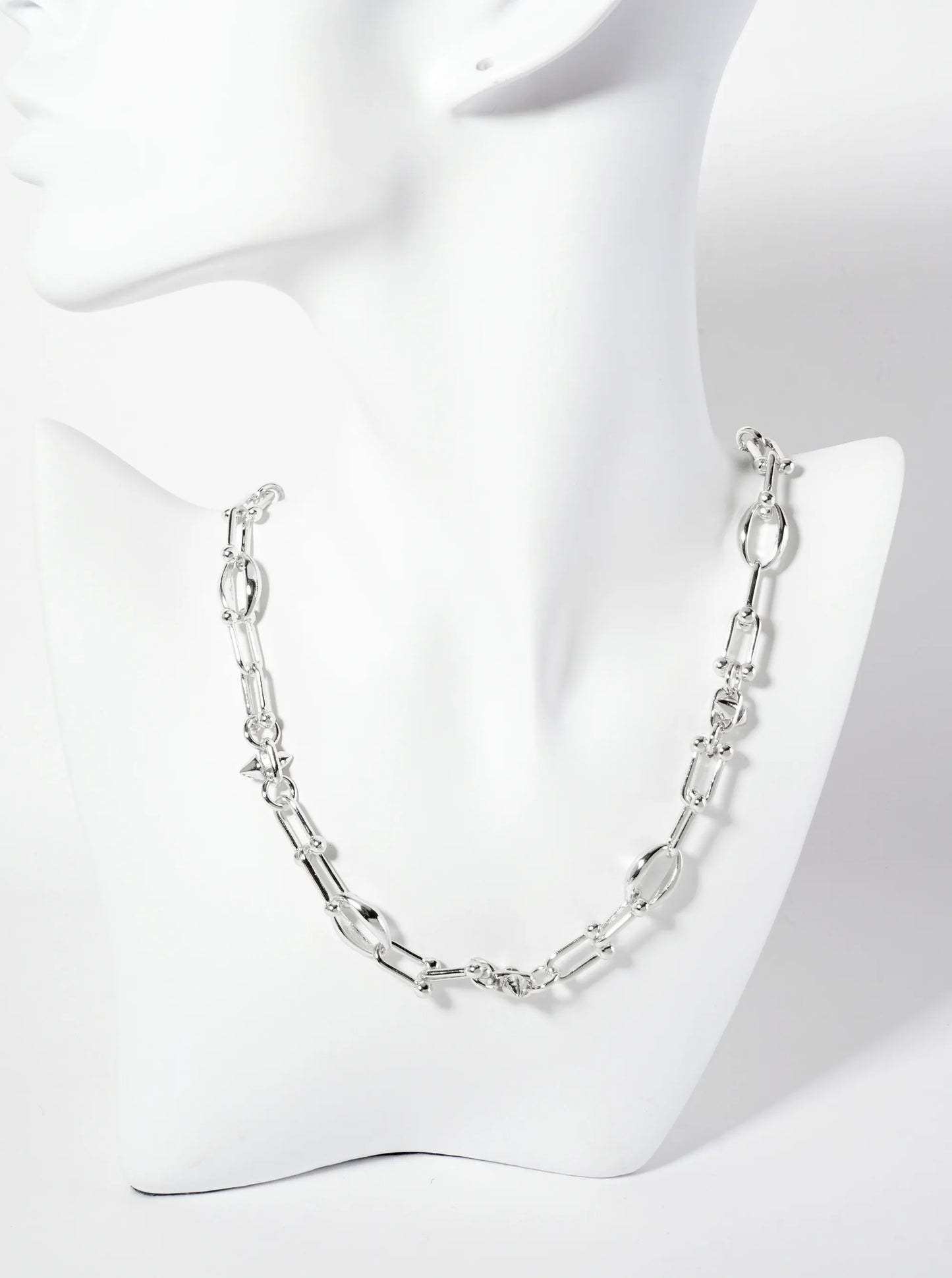 18K-Gold-Dipped 15mm HardWear Oval-Chain Polished Brass Chain Necklace With Spike Details