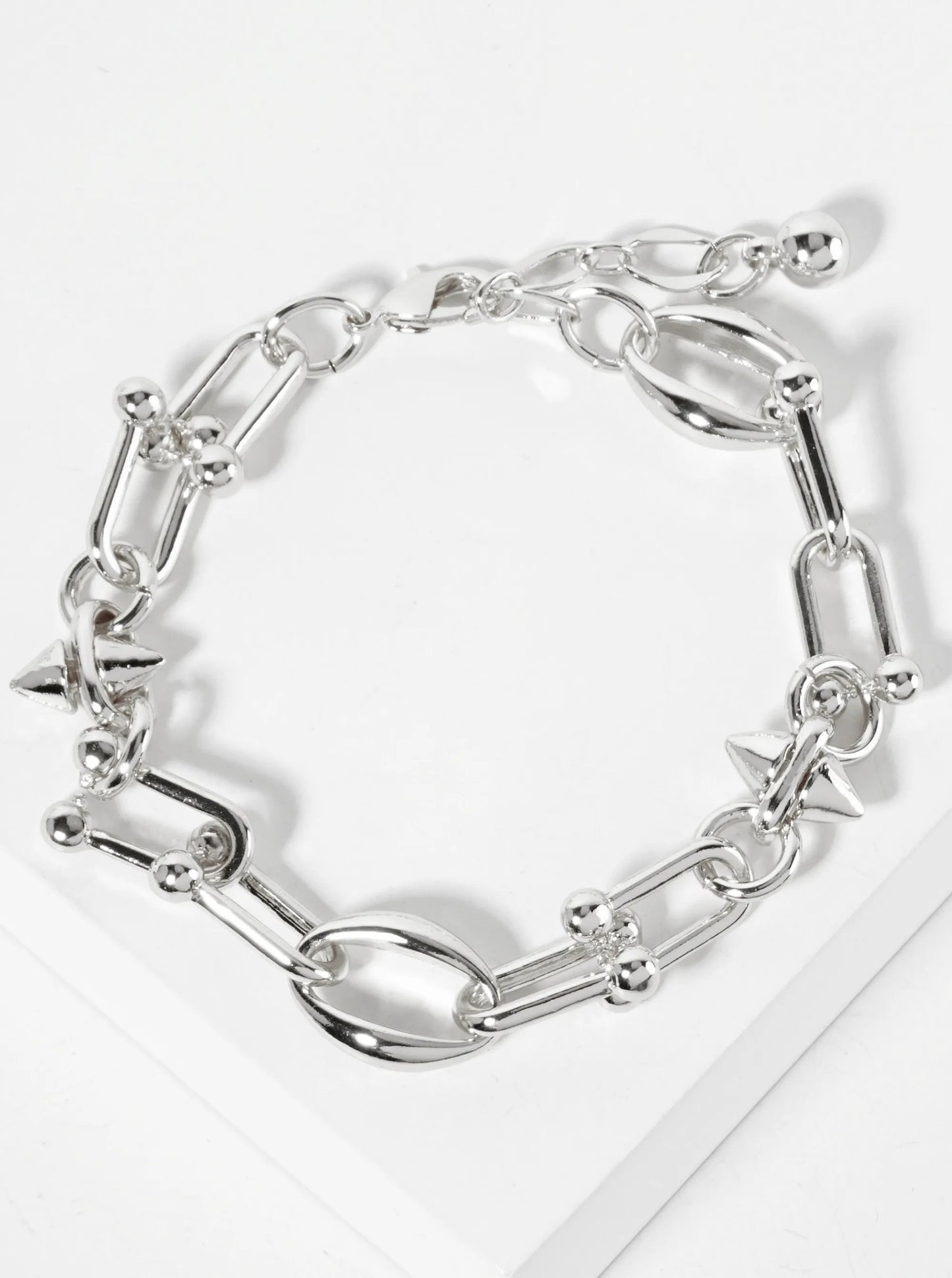 18K-Gold-Dipped 15mm HardWear Oval-Shaped Polished Brass Chain Bracelet With Spike Details