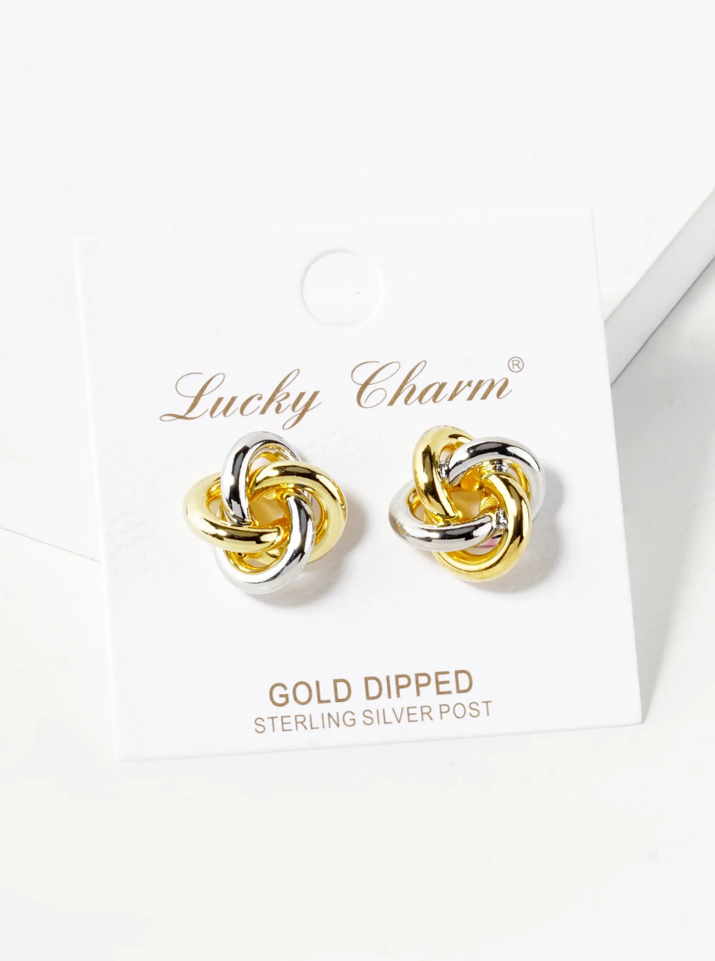 18K Gold Dipped 15mm Love Knot Stud Earrings