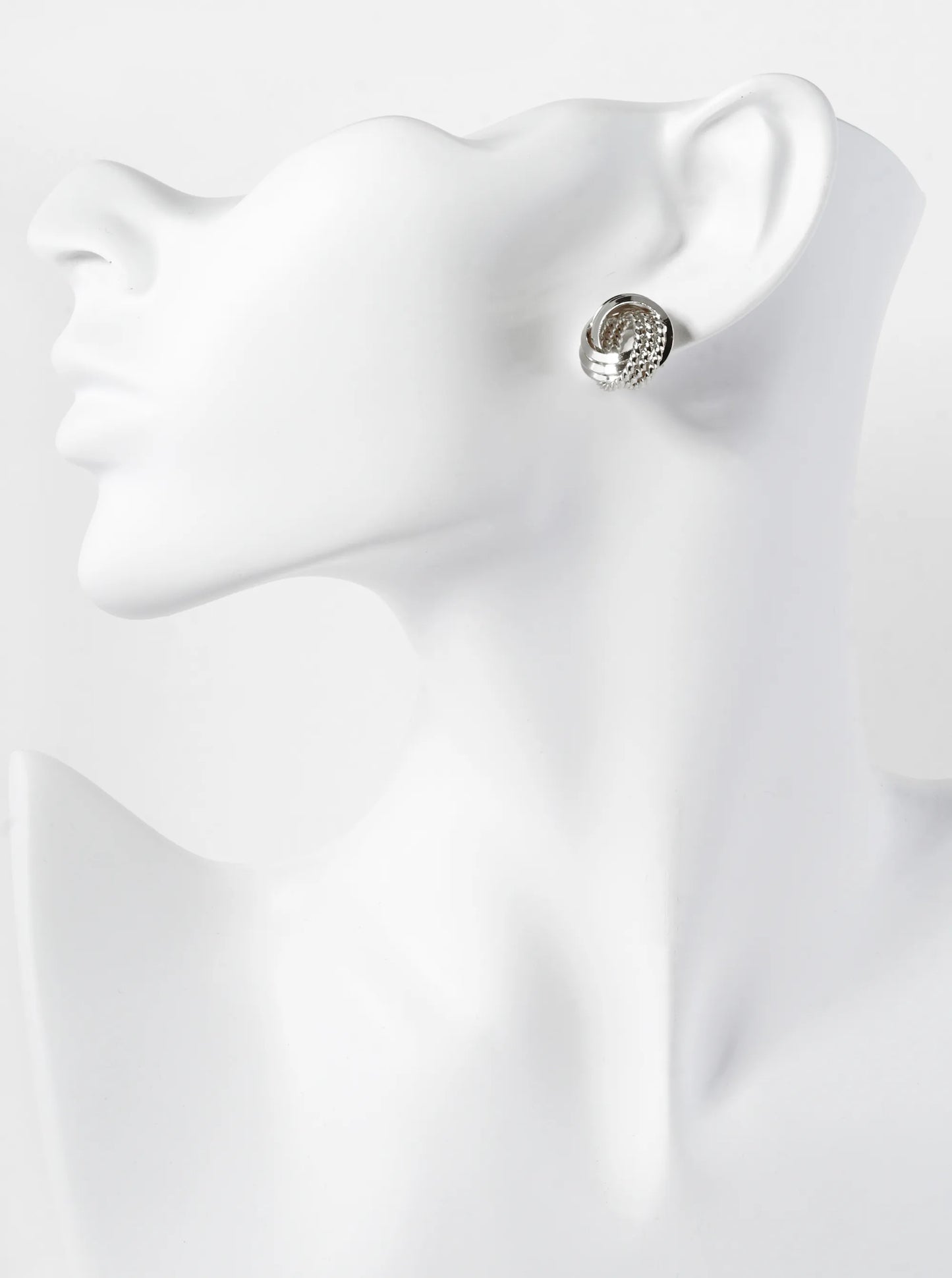 18K Gold Dipped 15mm Mixed Texture Love Knot Stud Earrings