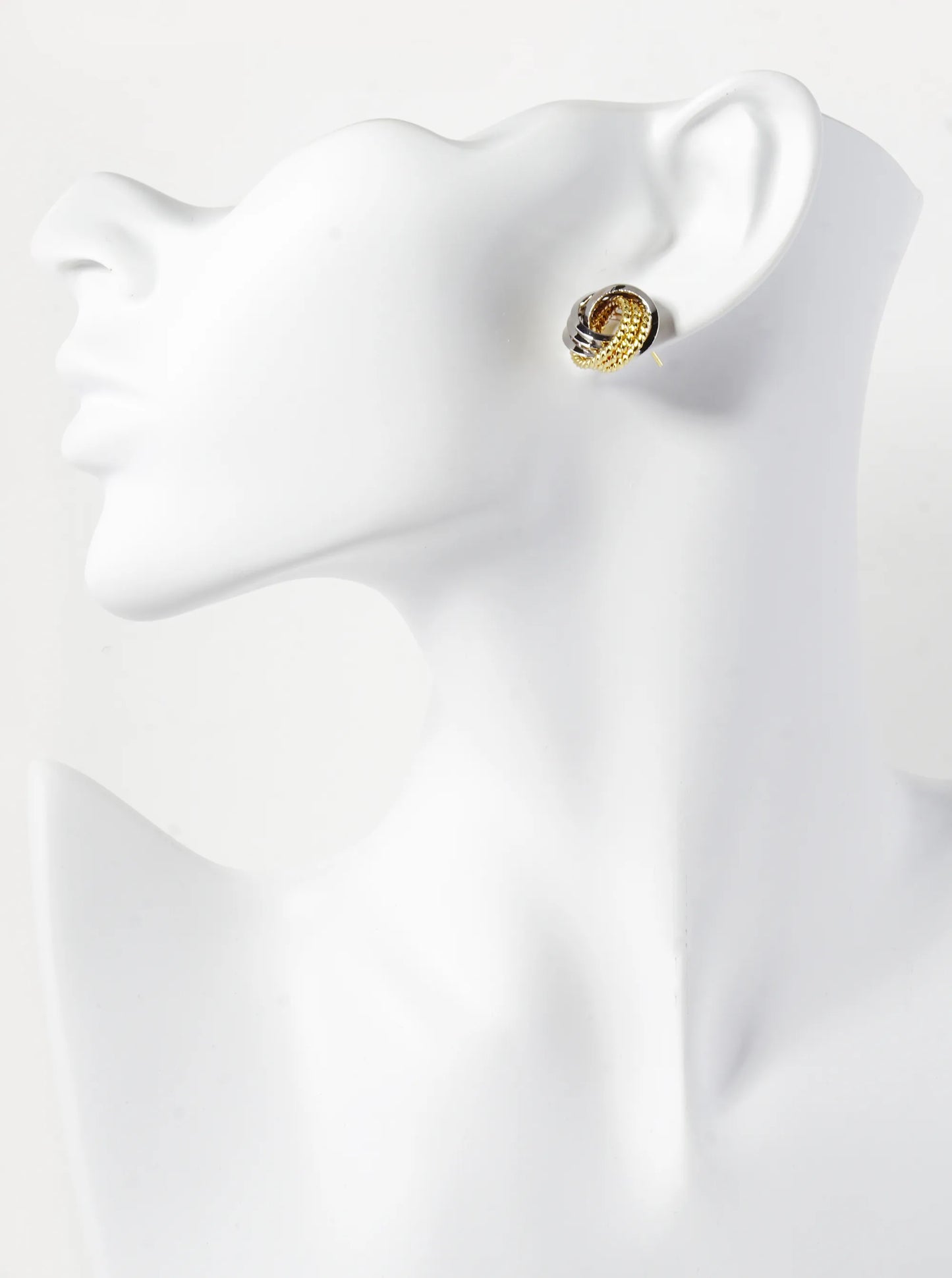 18K Gold Dipped 15mm Mixed Texture Love Knot Stud Earrings