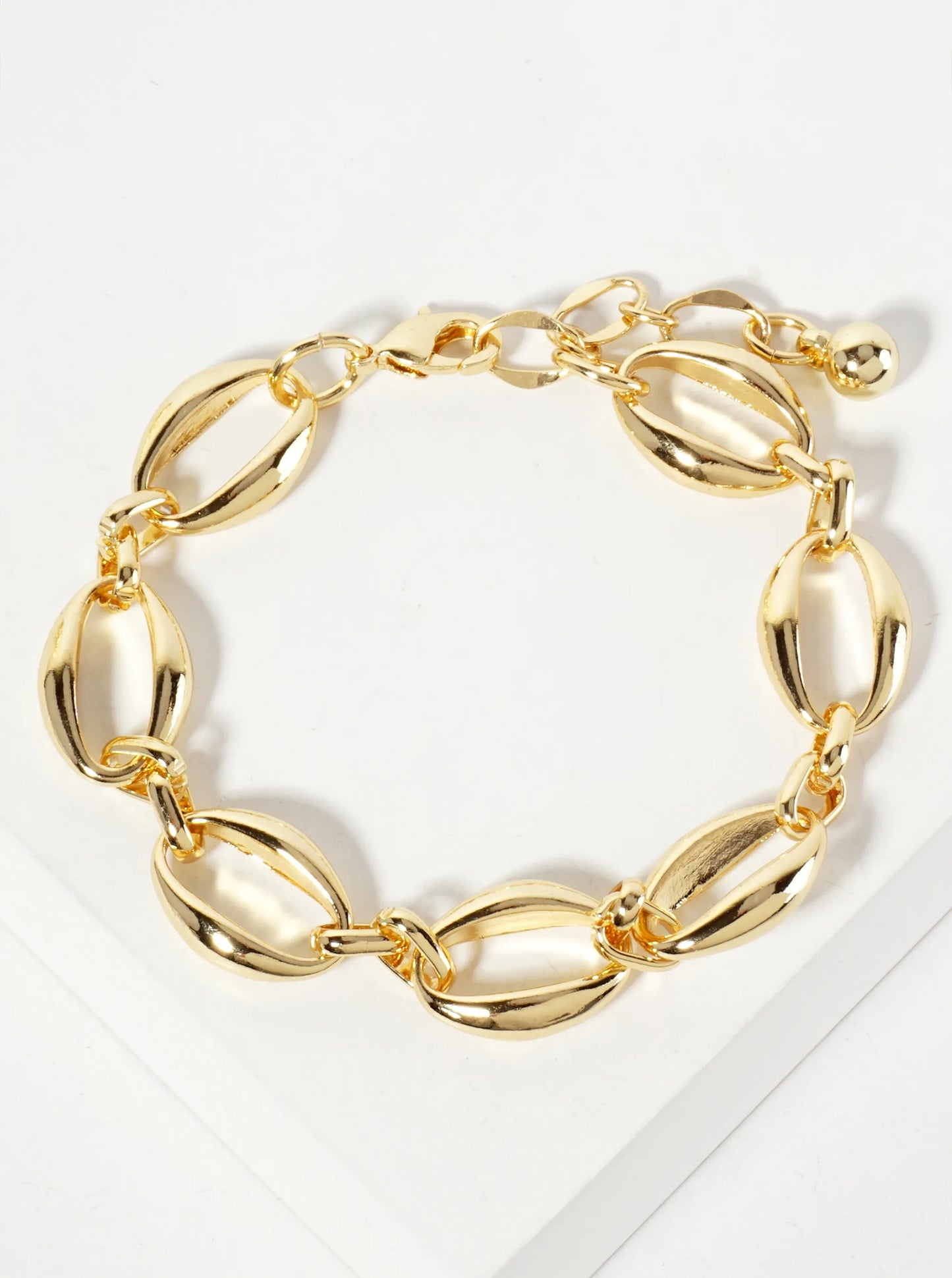 18K-Gold-Dipped 15mm Oval-Shaped Polished Brass Chain Bracelet