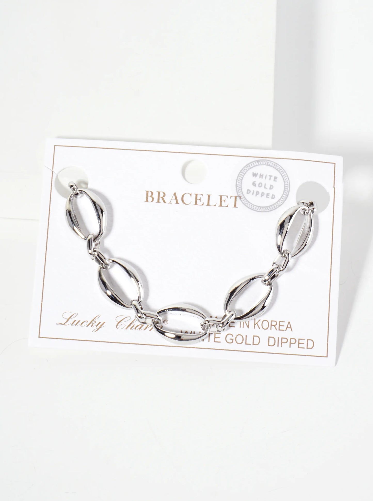 18K-Gold-Dipped 15mm Oval-Shaped Polished Brass Chain Bracelet
