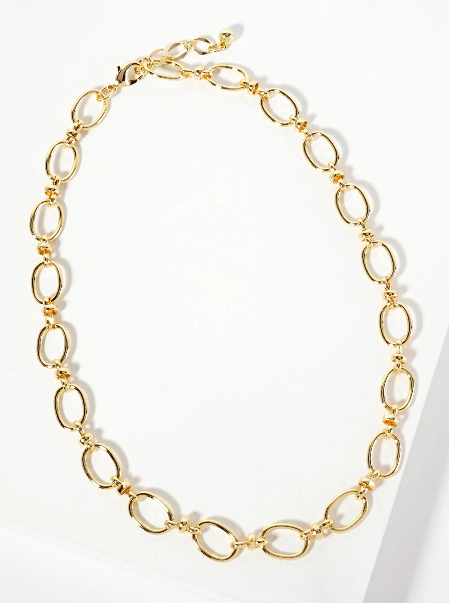 18K-Gold-Dipped 15mm Oval-Shaped Polished Brass Chain Necklace