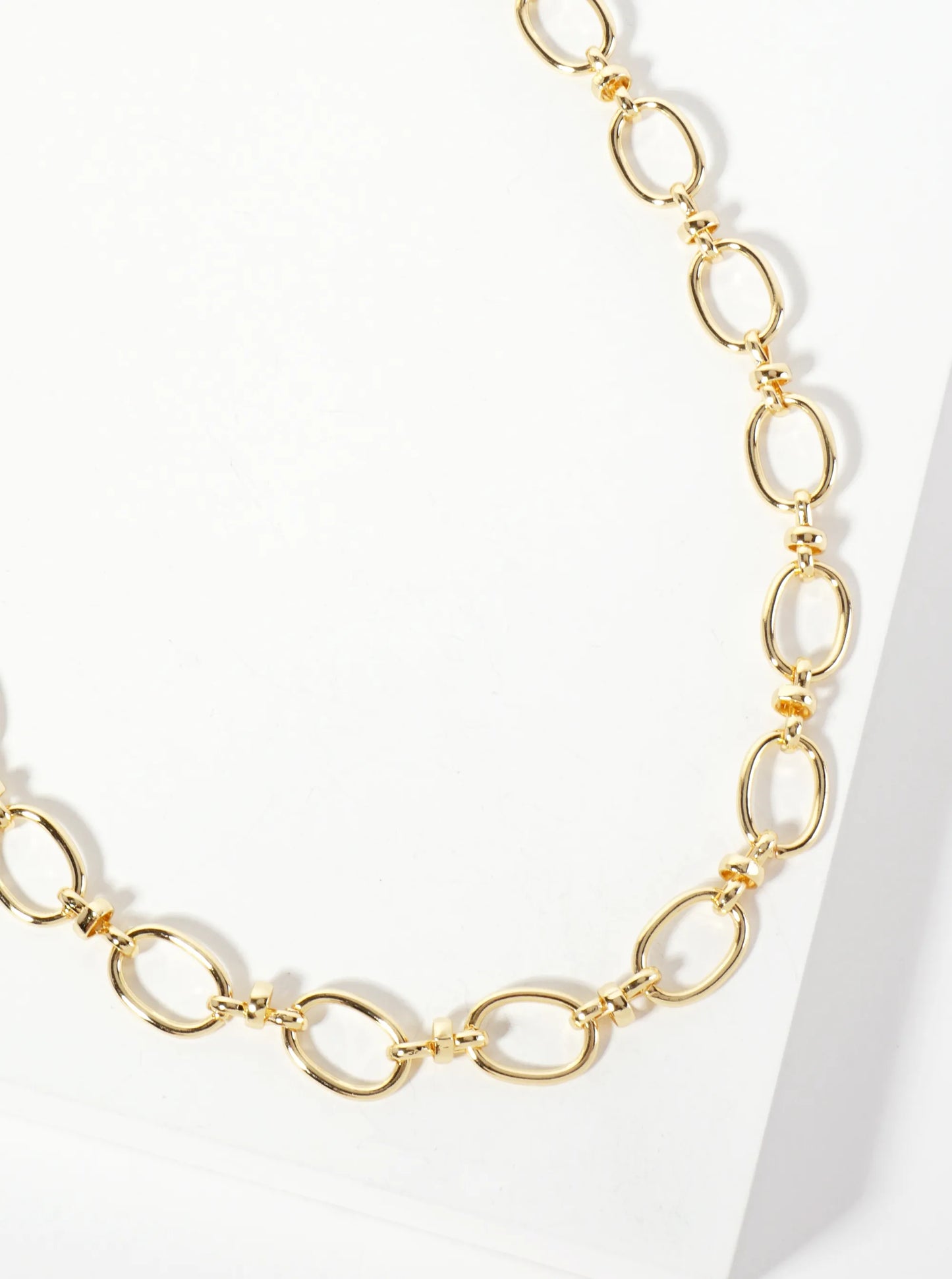 18K-Gold-Dipped 15mm Oval-Shaped Polished Brass Chain Necklace