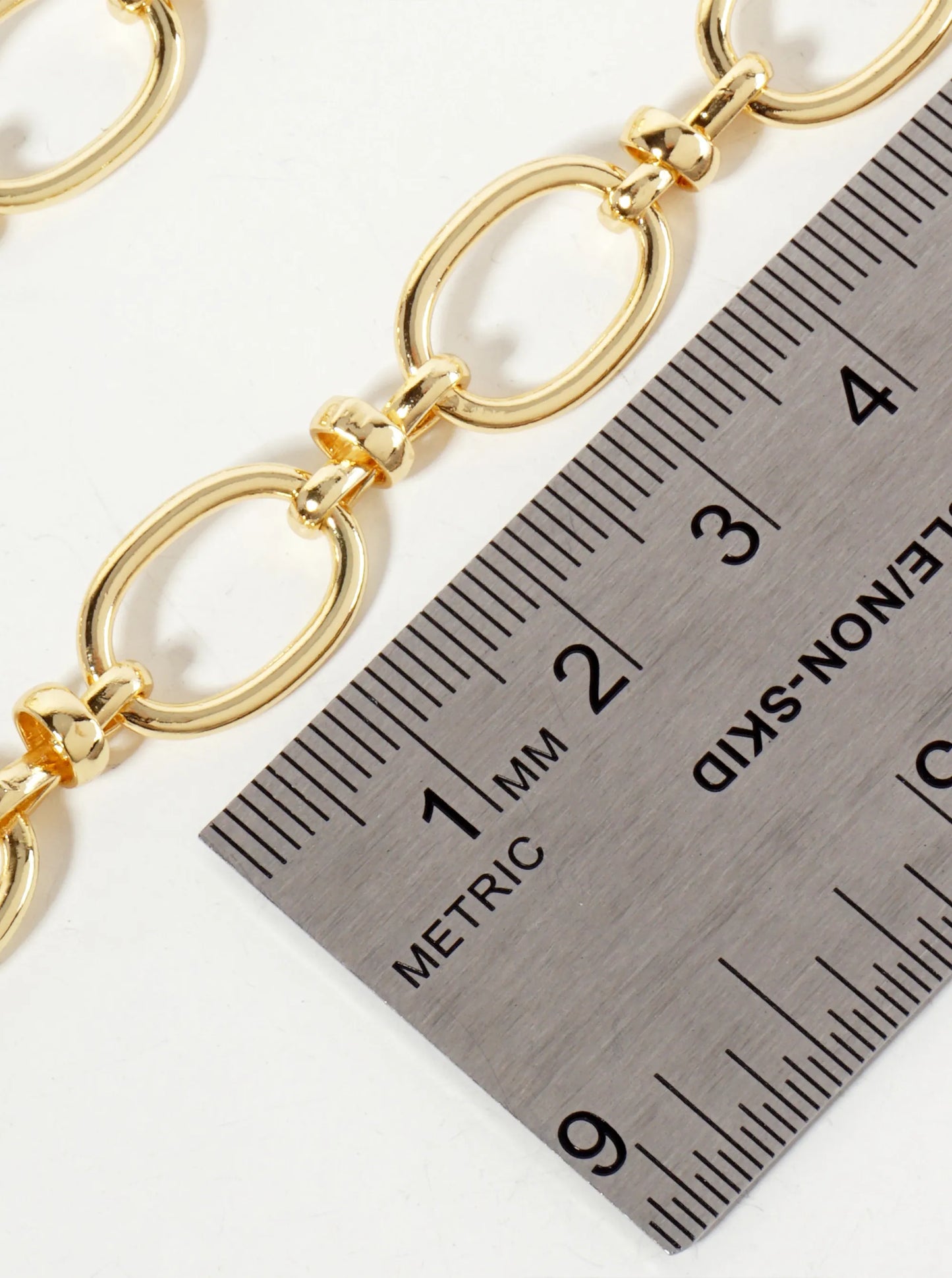 18K-Gold-Dipped 15mm Oval-Shaped Polished Brass Chain Necklace