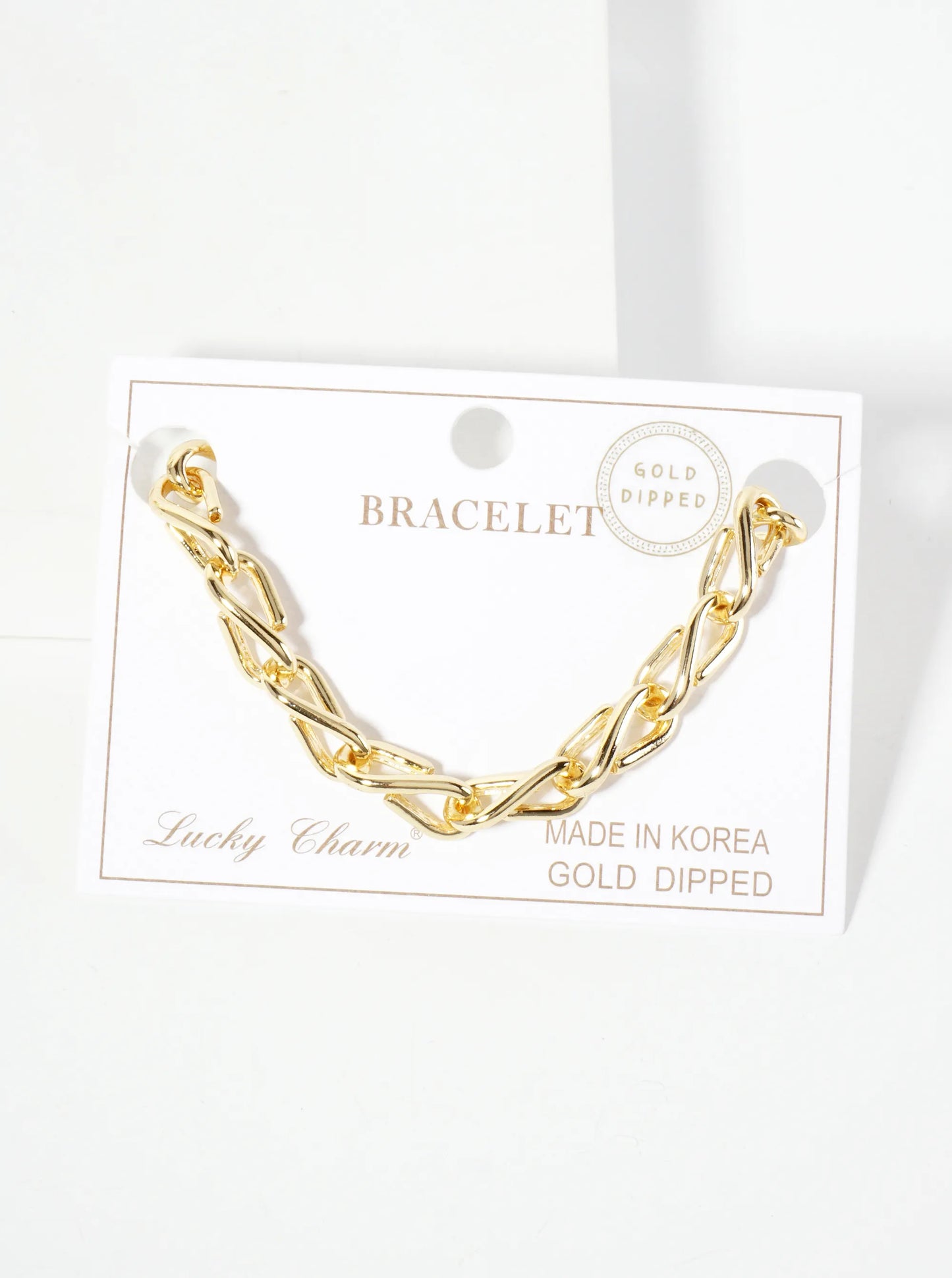 18K-Gold-Dipped 15mm Polished Brass Chain Bracelet