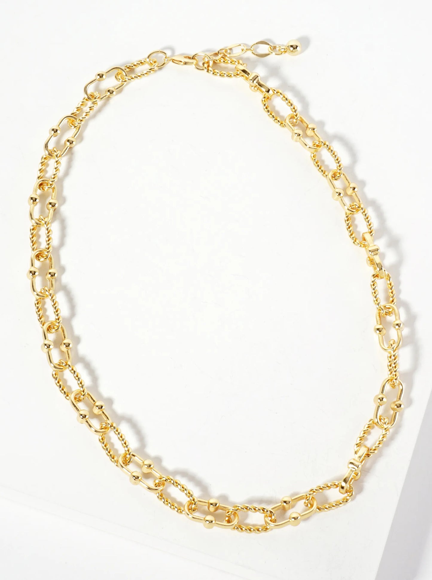 18K-Gold-Dipped 15mm Rope-Texture Polished Brass Chain Necklace