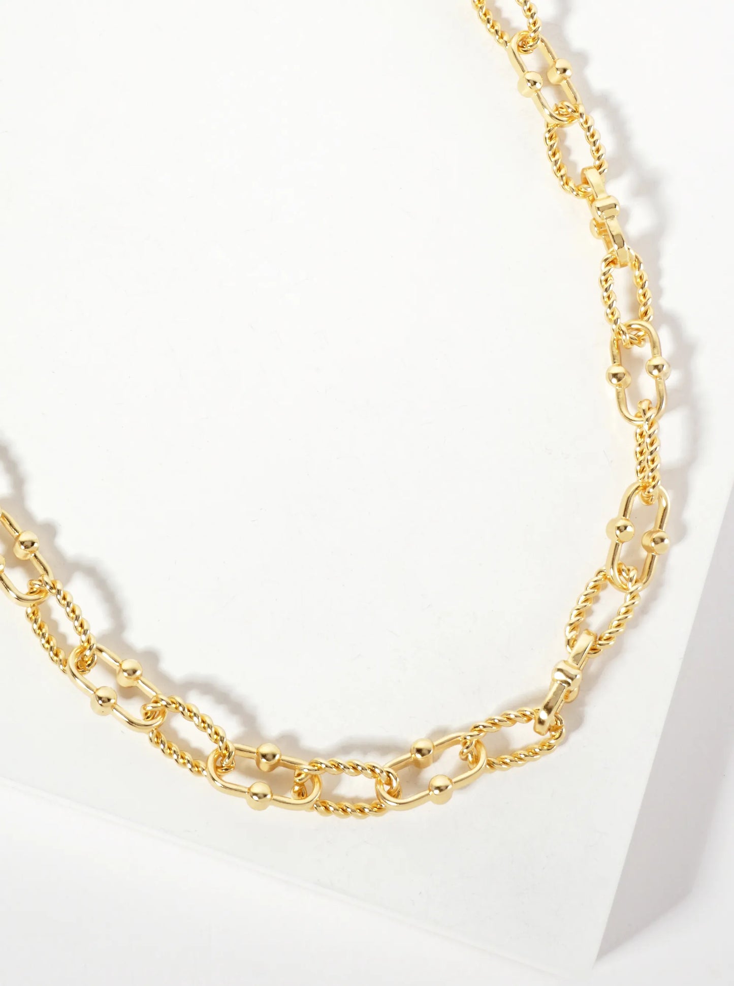 18K-Gold-Dipped 15mm Rope-Texture Polished Brass Chain Necklace