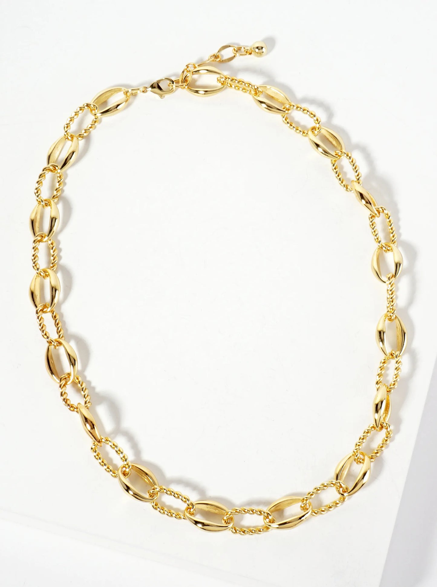 18K-Gold-Dipped 15mm Rope-Texture Polished Brass Chain Necklace