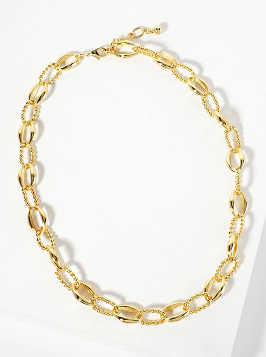 18K-Gold-Dipped 15mm Rope-Texture Polished Brass Chain Necklace