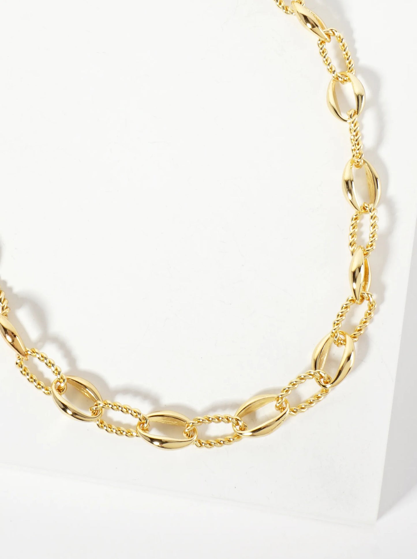 18K-Gold-Dipped 15mm Rope-Texture Polished Brass Chain Necklace