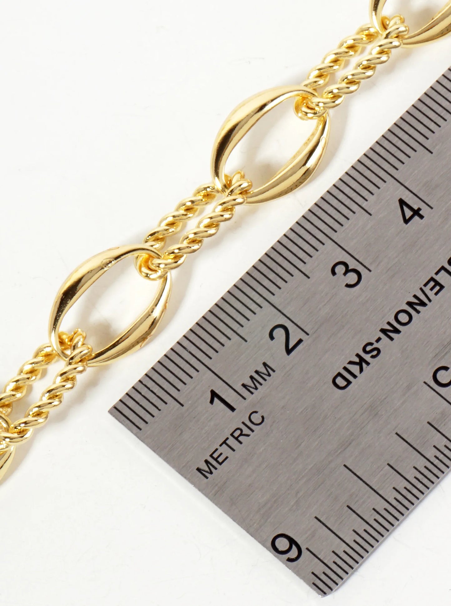 18K-Gold-Dipped 15mm Rope-Texture Polished Brass Chain Necklace