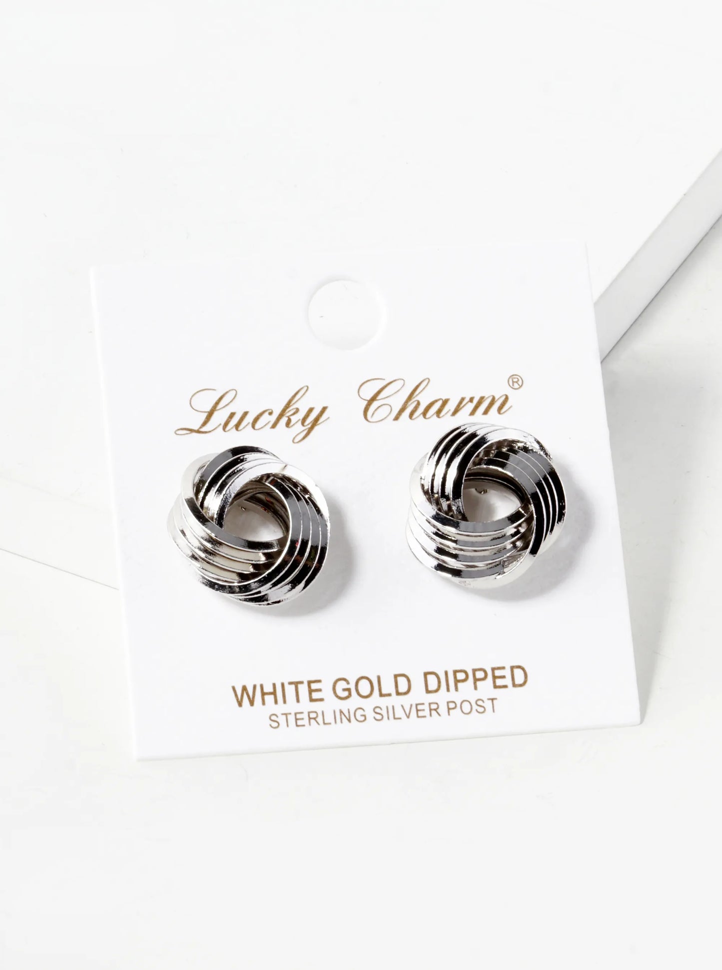 18K Gold Dipped 15mm Textured Love Knot Stud Earrings