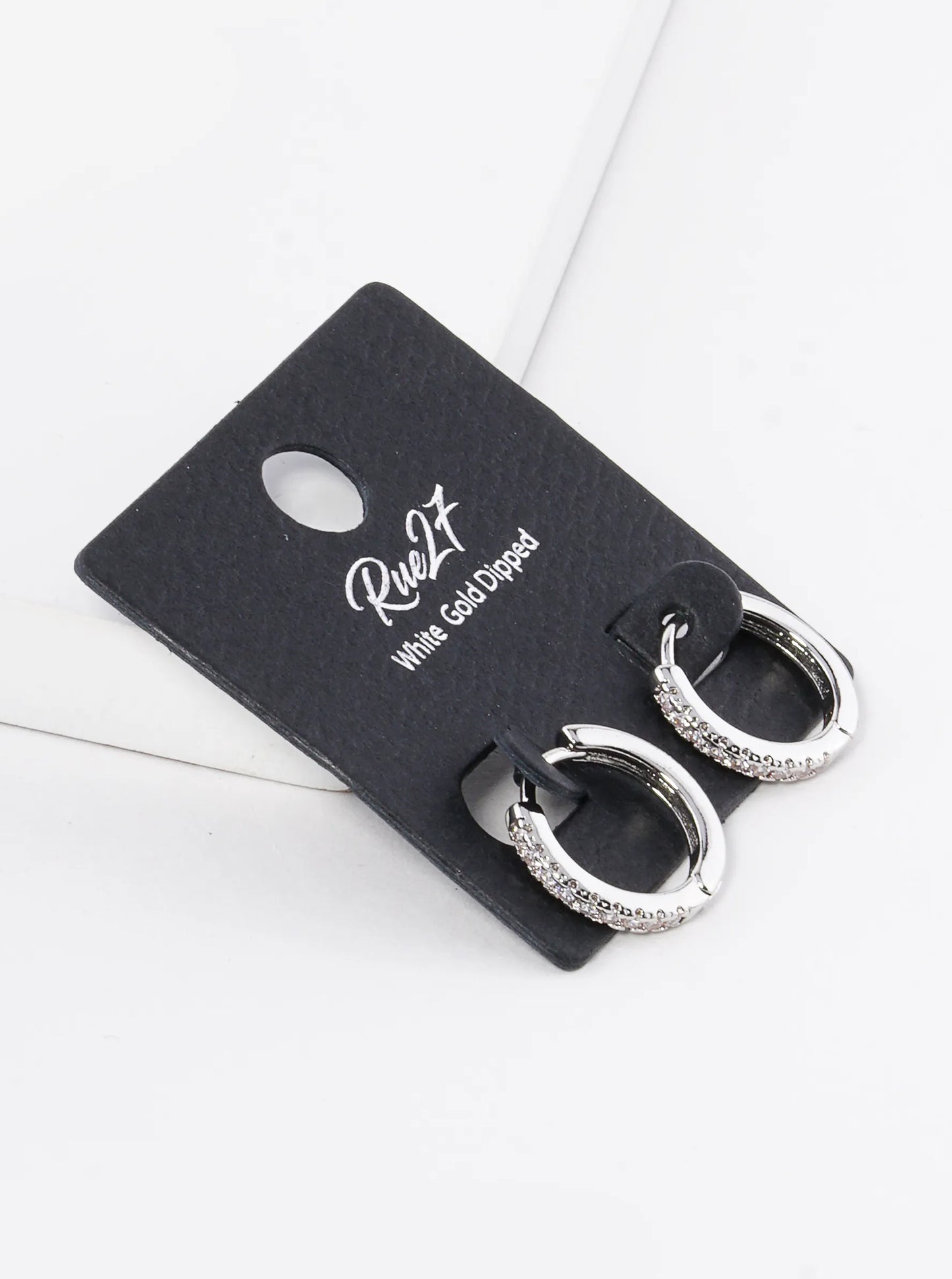 18K Gold Dipped 15mm Tiny Cubic Zirconia Brass Huggie Earrings