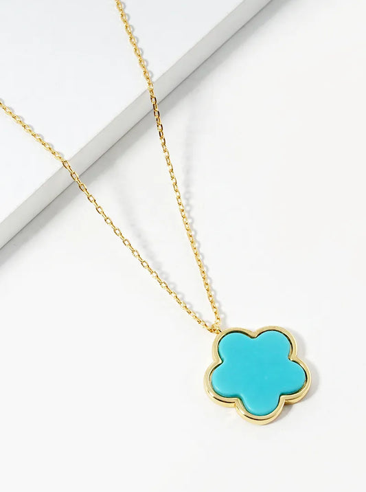 18K Gold Dipped 16mm Flower Pendant Necklace