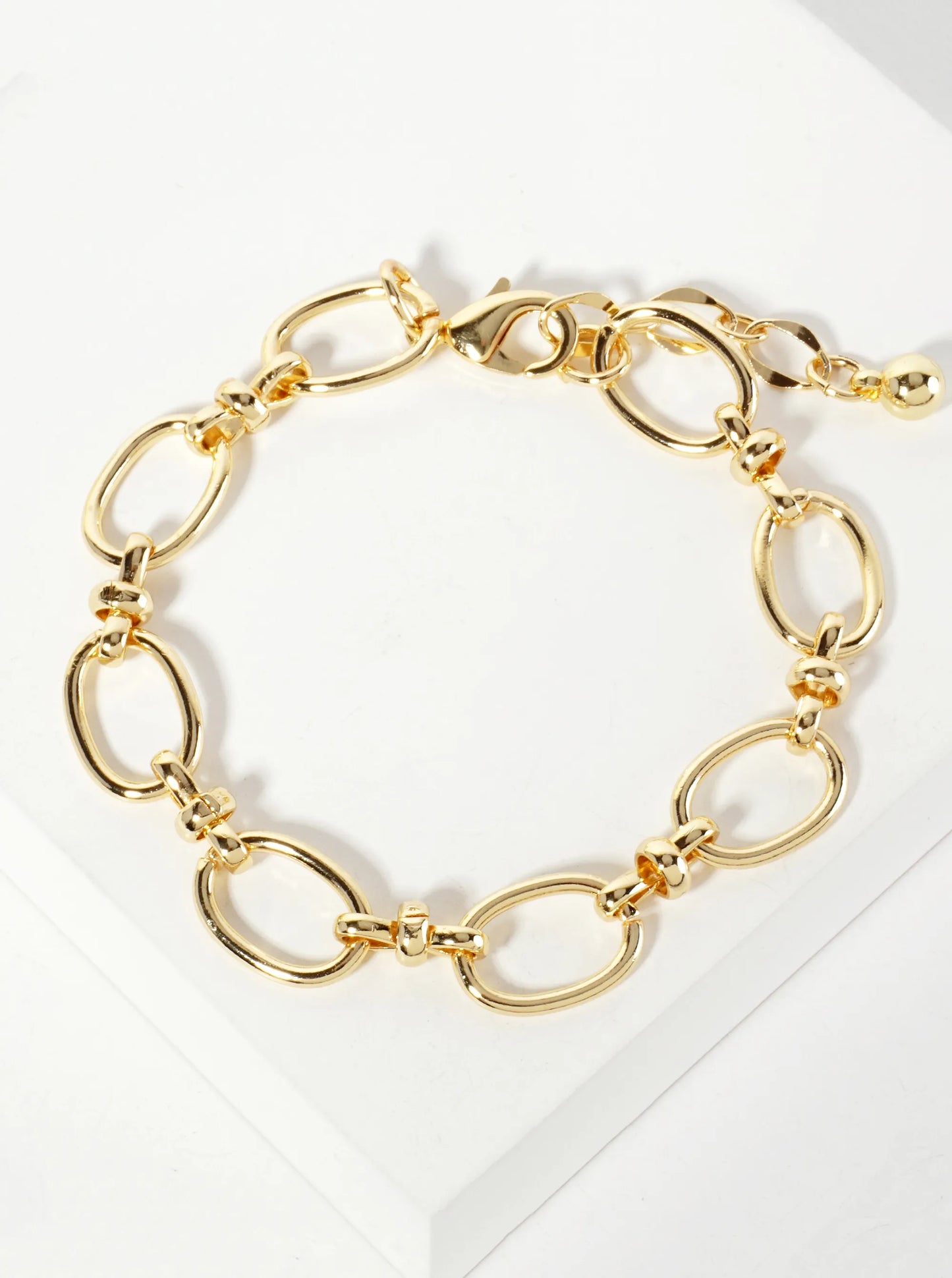 18K-Gold-Dipped 16mm Polished Brass Chain Bracelet